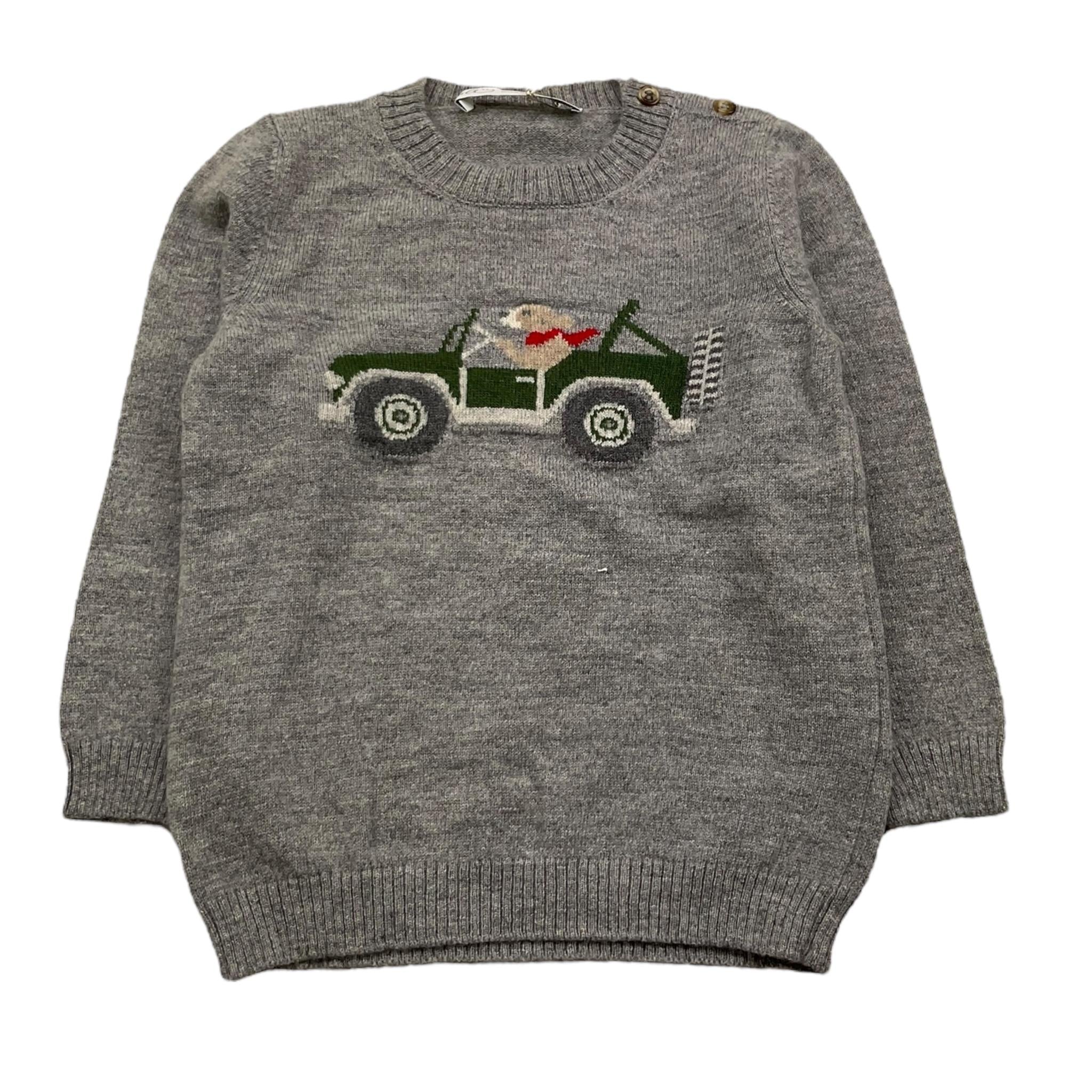 PER TE maglia girocollo tinta unita con ricamo auto Grigio per Neonato 44016 GRIGIO PER TE 