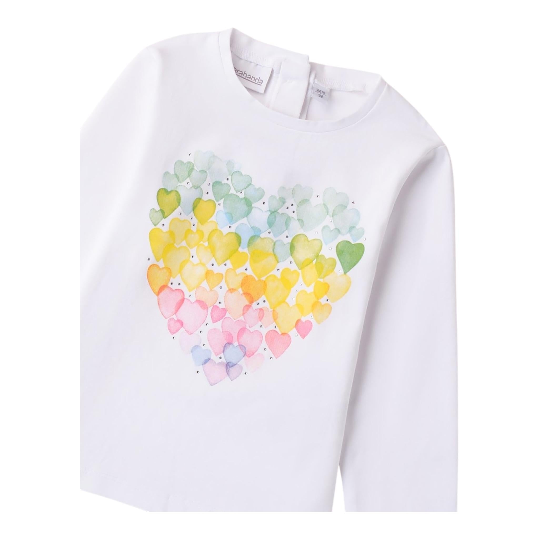 Sarabanda Shirt Girocollo Tinta Unita con Stampa per Bambina 0B206 BIANCO SARABANDA 