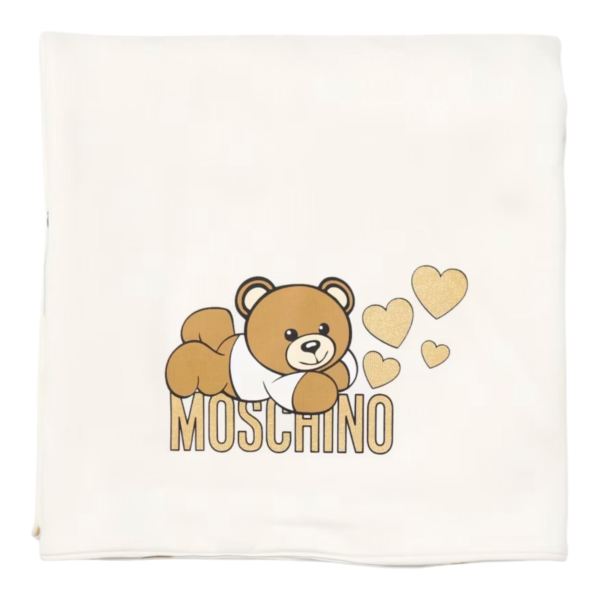 MOSCHINO coperta tinta unita con fantasia Bianco per Neonata MDB001X BIANCO MOSCHINO 