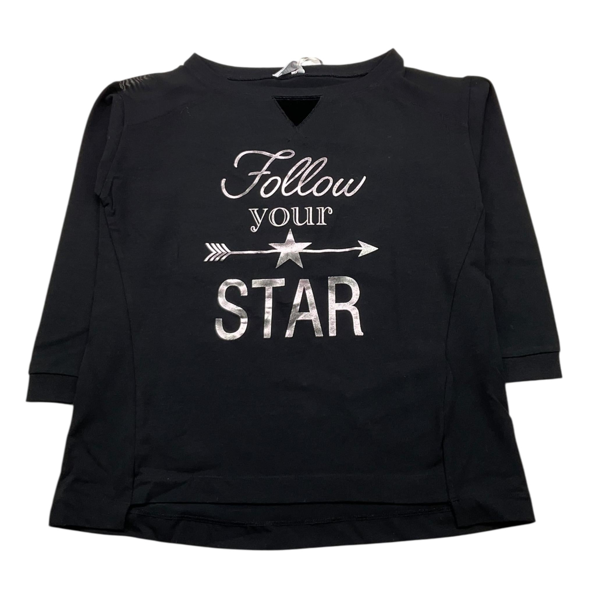 MONNALISA shirt girocollo tinta unita con stampa in contrasto Nero per Bambina SHIRTMNN NERO MONNALISA 