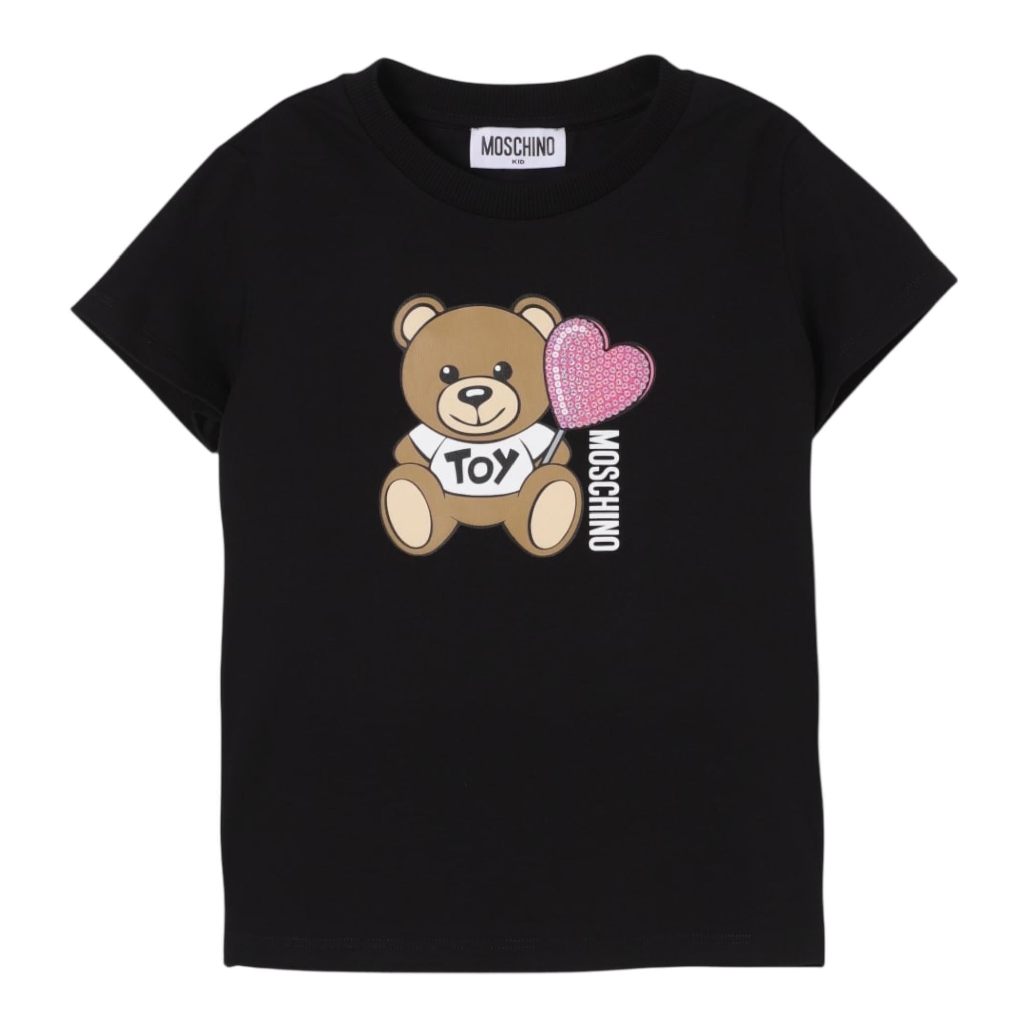 Moschino Abito Mezza Manica Tinta Unita con Logo per Bambina HDV0G9 NERO MOSCHINO 