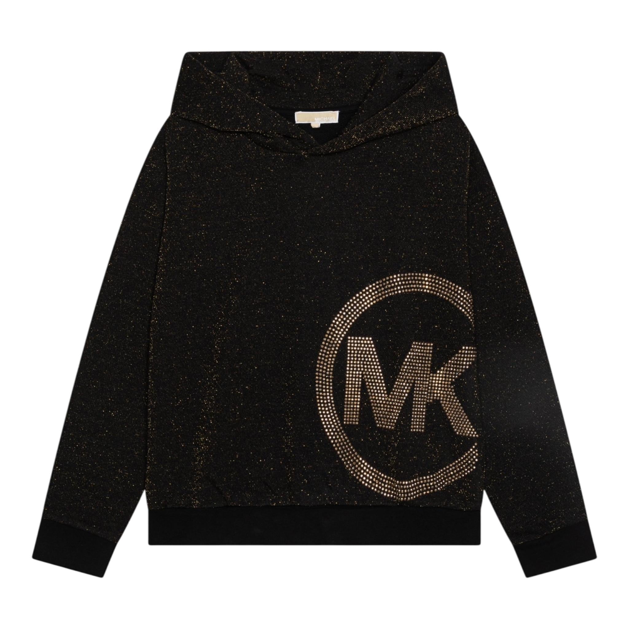MICHAEL KORS felpa con cappuccio tinta unita glitter Nero per Bambina R30154X NERO MICHAEL KORS 