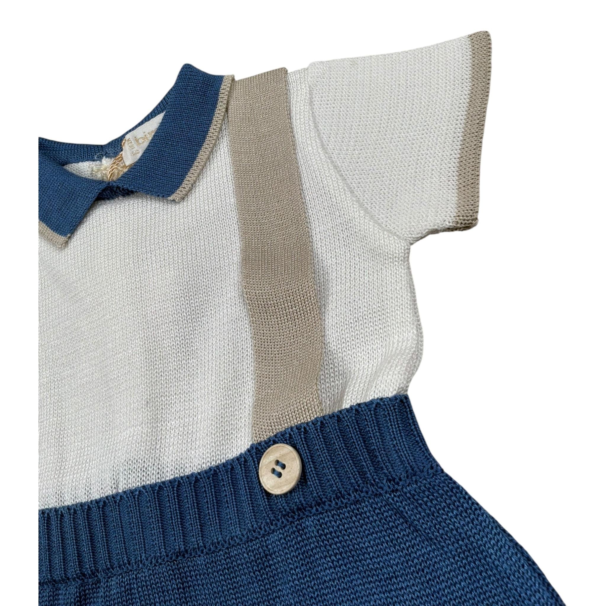 Bimbalo' Pagliaccetto Bicolore Mezza Manica Bianco/Blu per Neonato 7620 BIANCO/BLU BIMBALO' 