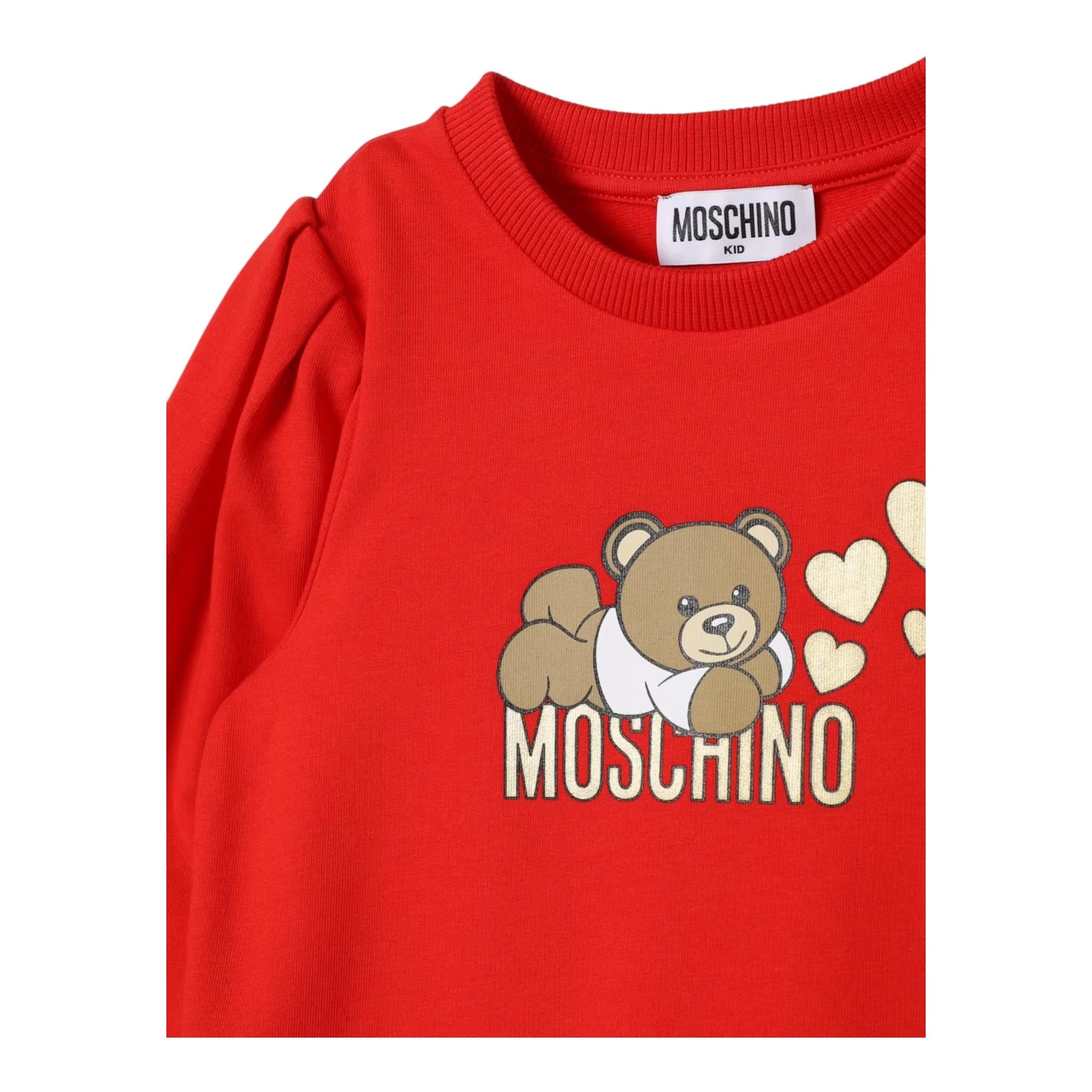 MOSCHINO abito manica lunga tinta unita cn stampa in contrasto Rosso per Neonata MDV0BL ROSSO MOSCHINO 