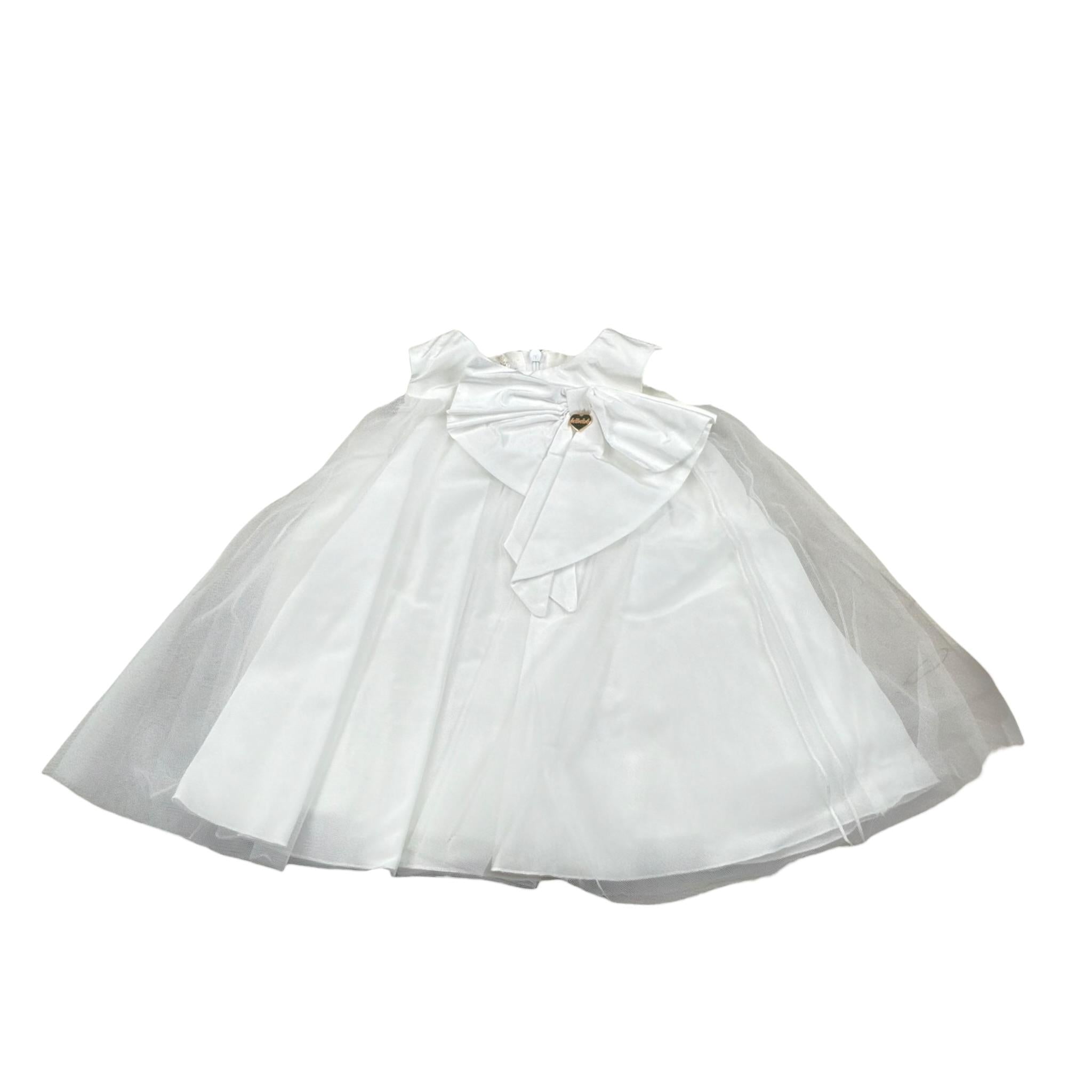 Le Bebe' Abito Cerimonia Tinta Unita con Tulle per Neonata B5212 BIANCO LE BEBE' 