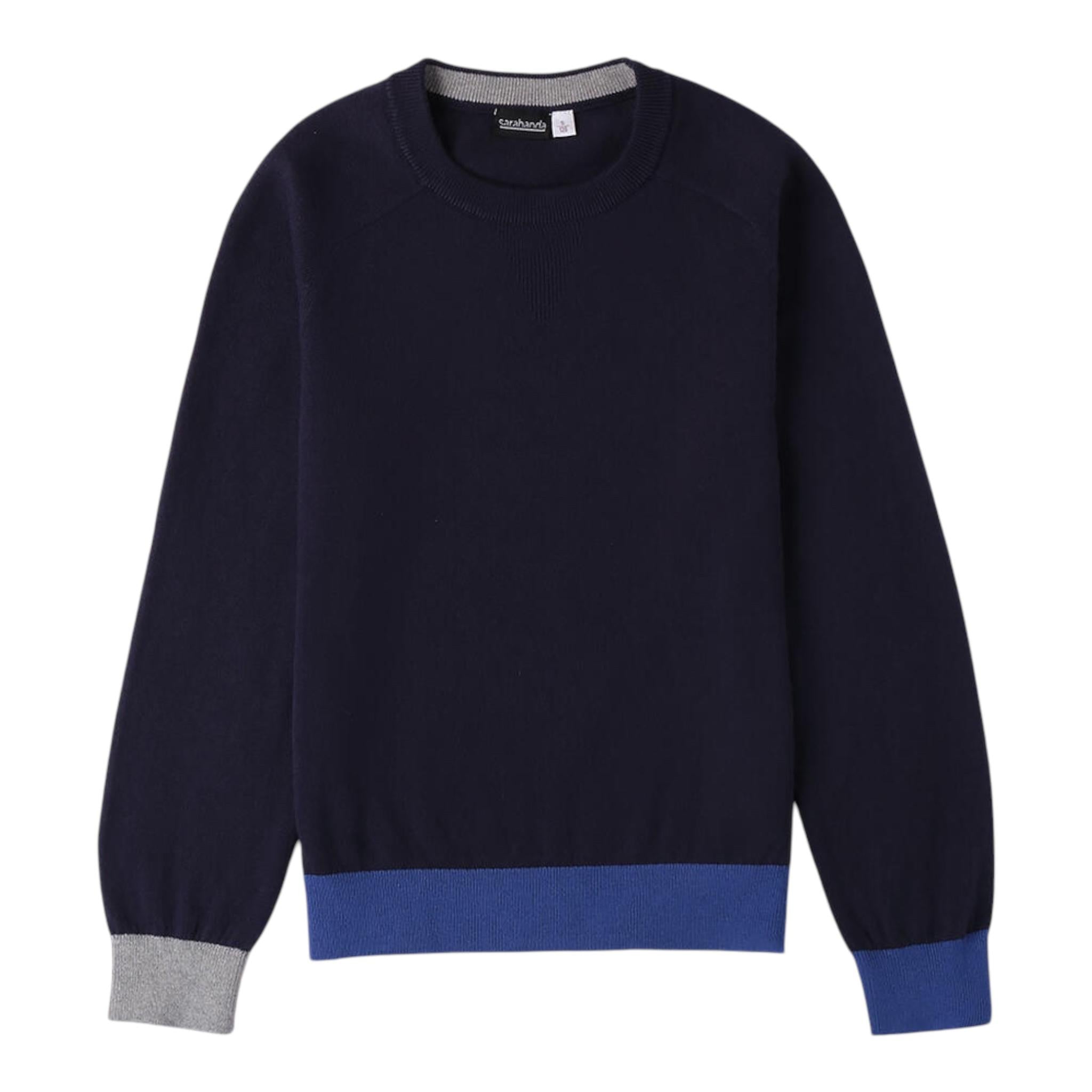 SARABANDA maglia girocollo tinta unita con profili in contrasto Blu per Bambino 0A500 BLU SARABANDA 