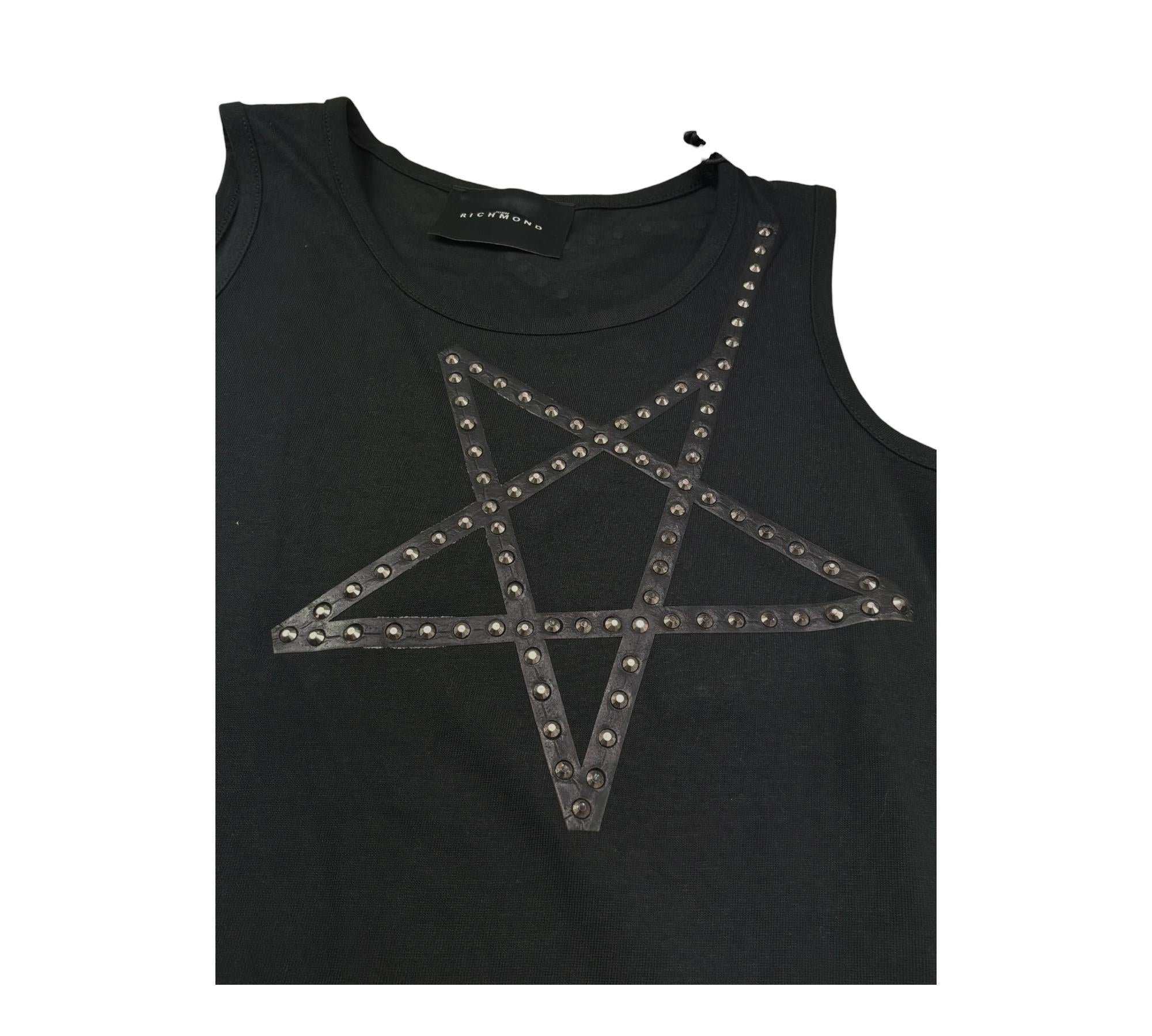 John Richmond Canotta Girocollo Tinta Unita con Borchie per Bambina RGP26099CN NERO JOHN RICHMOND 