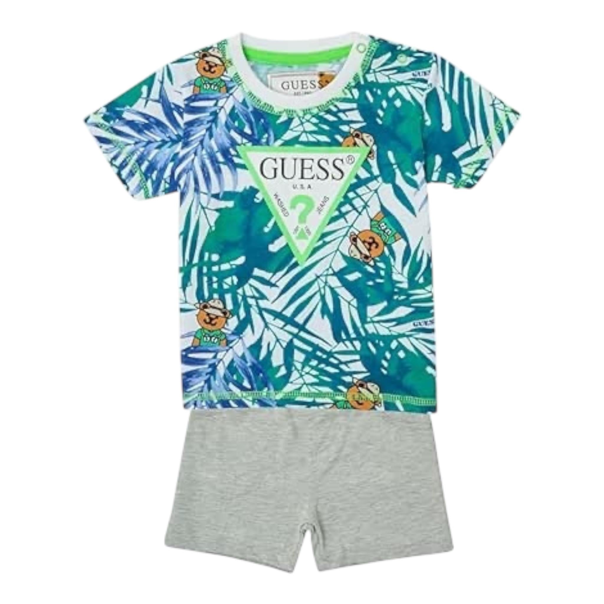 Guess Complet 2 Pezzi T-Shirt-Bermuda Bicolore per Neonato I2GG00K8HM3 BIANCO GUESS 