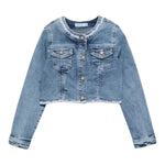 Abel & Lula Giubbino In Denim Tinta Unita con Ricami per Bambina 5369 BLU ABEL & LULA 