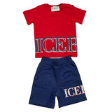 Iceberg Completo T-Shirt-Bermuda Bicolore Rosso/Blu  Per Neonato