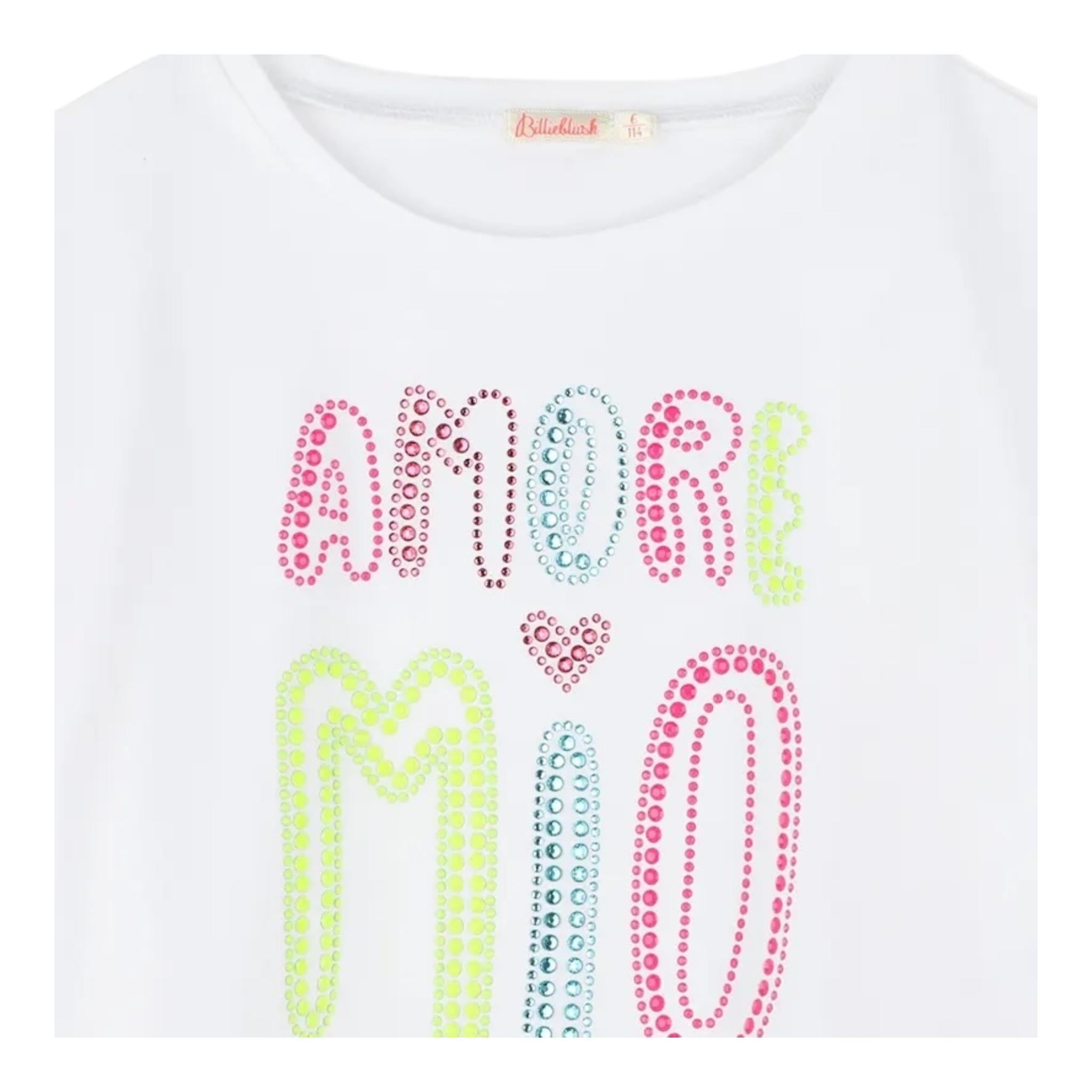Billieblush T-Shirt Tinta Unita con Brillantini per Bambina U20941 BIANCO BillIEBLUSH 