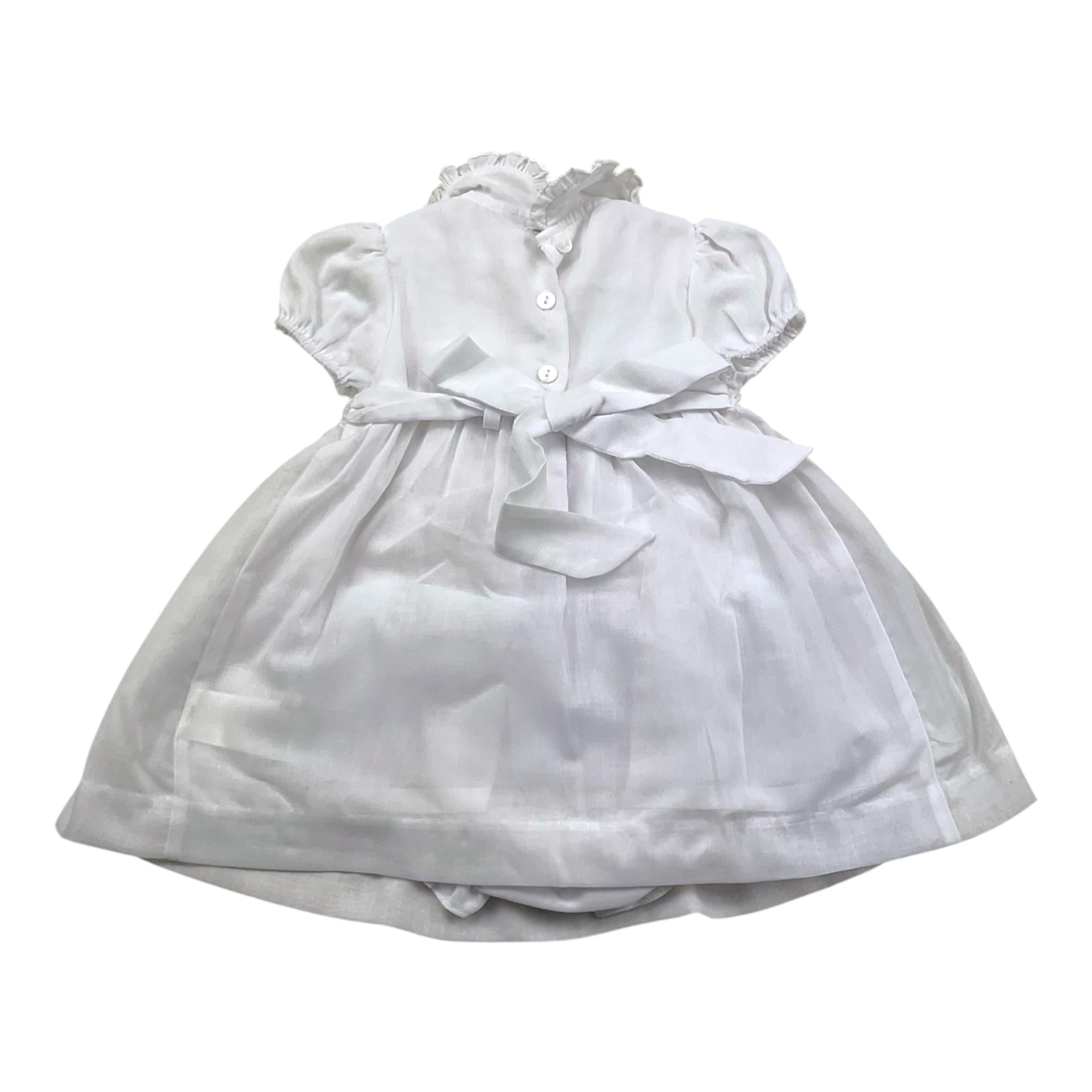 Isi Baby Set Abito Tinta Unita Mezza Manica con Applicazioni-Coulotte per Neonata S23I122VECH BIANCO ISI BABY 