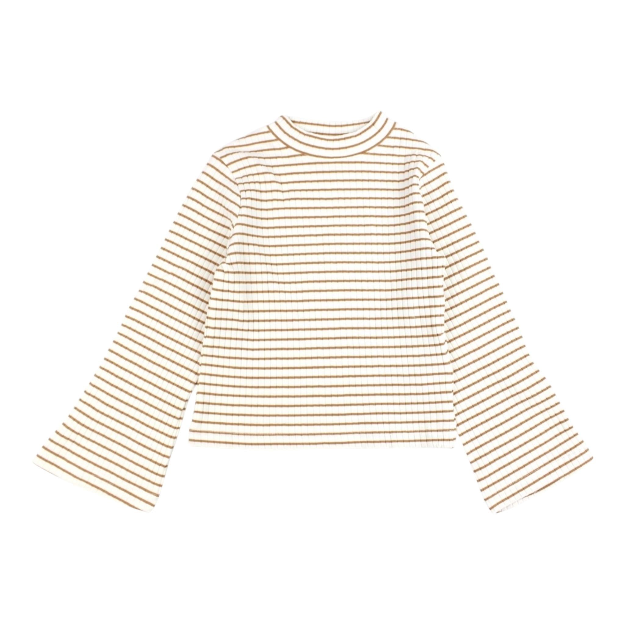 NAME IT maglia tinta unita mezzo collo con fantasia a righe Bianco/cammello per Bambina 13231786 BIANCO/CAMMELLO NAME IT 