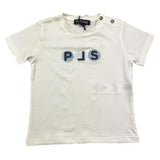 Please T-Shirt Rundhals Einfarbig mit Kontrastdruck Weiß für Neugeborene