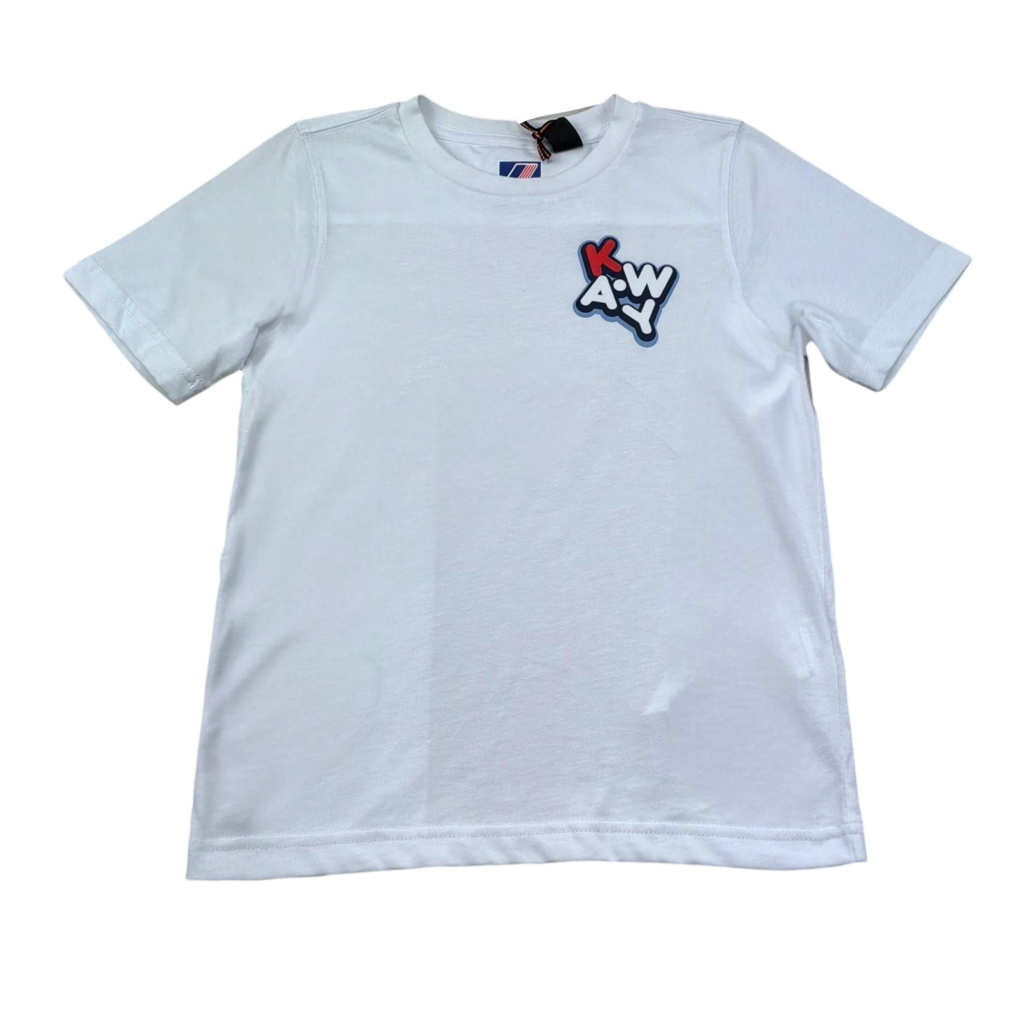 K-Way T-Shirt Girocollo Tinta Unita con Stampa per Bambino K4146DW BIANCO K-WAY 