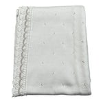 Marlu' Coperta Tinta Unita con Ricami per Neonata EP1280 BIANCO MARLU' 