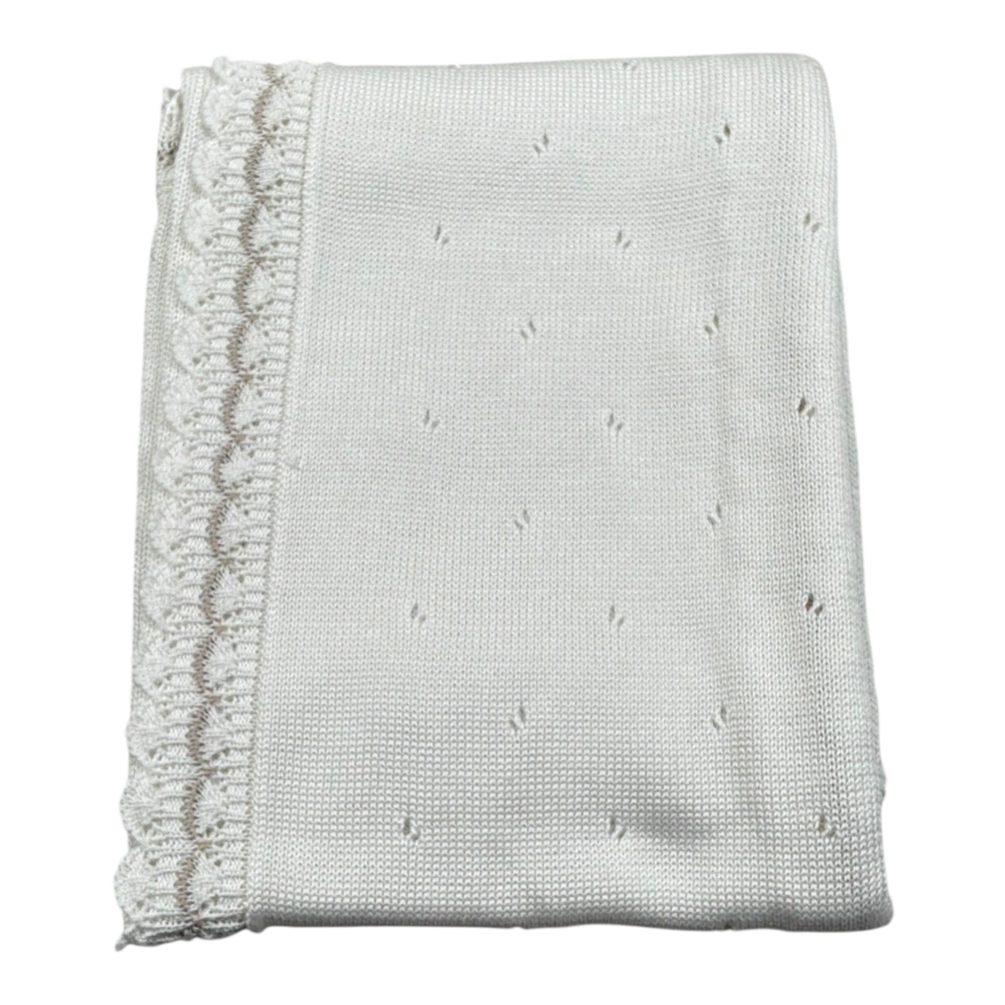 Marlu' Coperta Tinta Unita con Ricami per Neonata EP1280 BIANCO MARLU' 