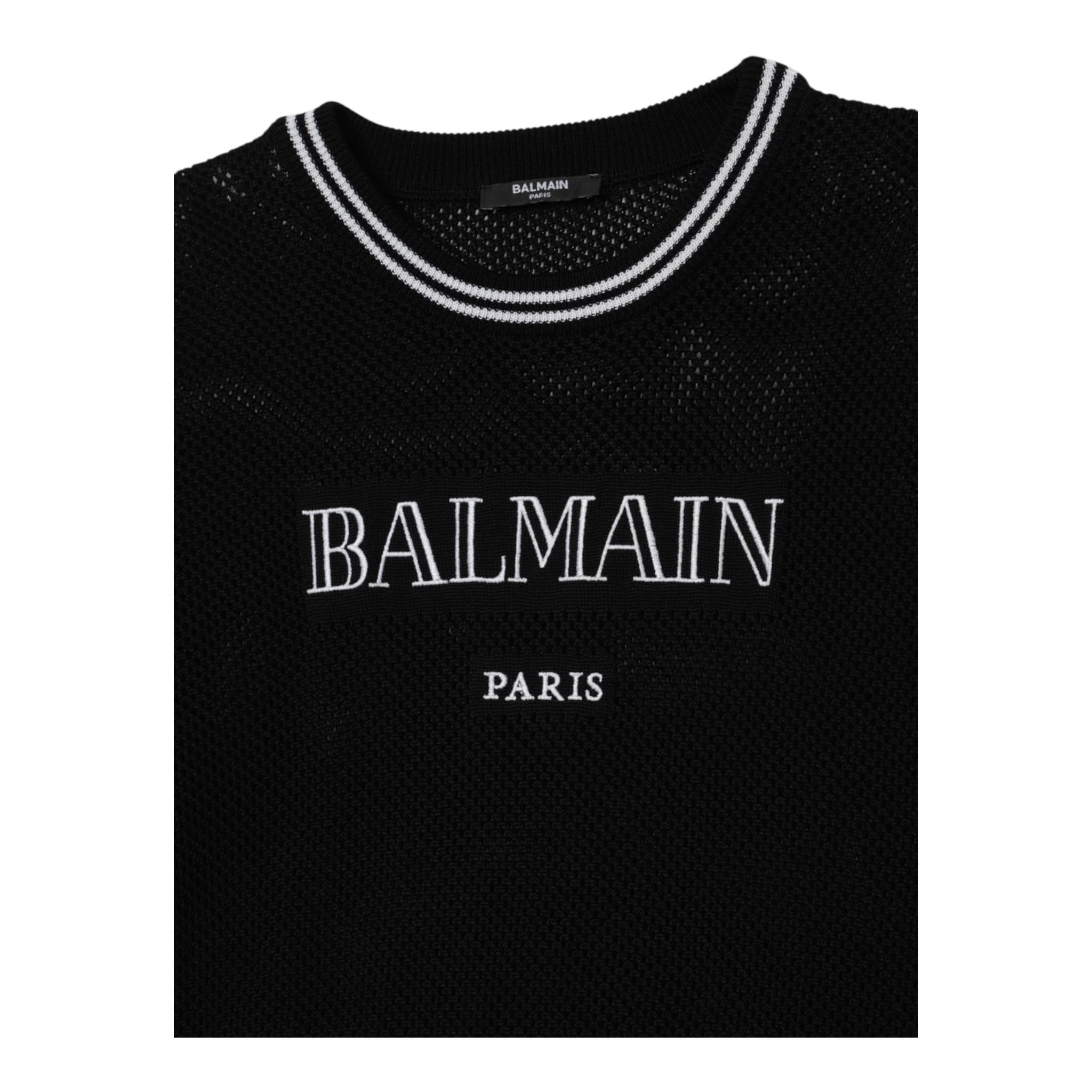 Balmain Maglia Tinta Unita con Stampa per Bambina BW9A30 NERO BALMAIN 