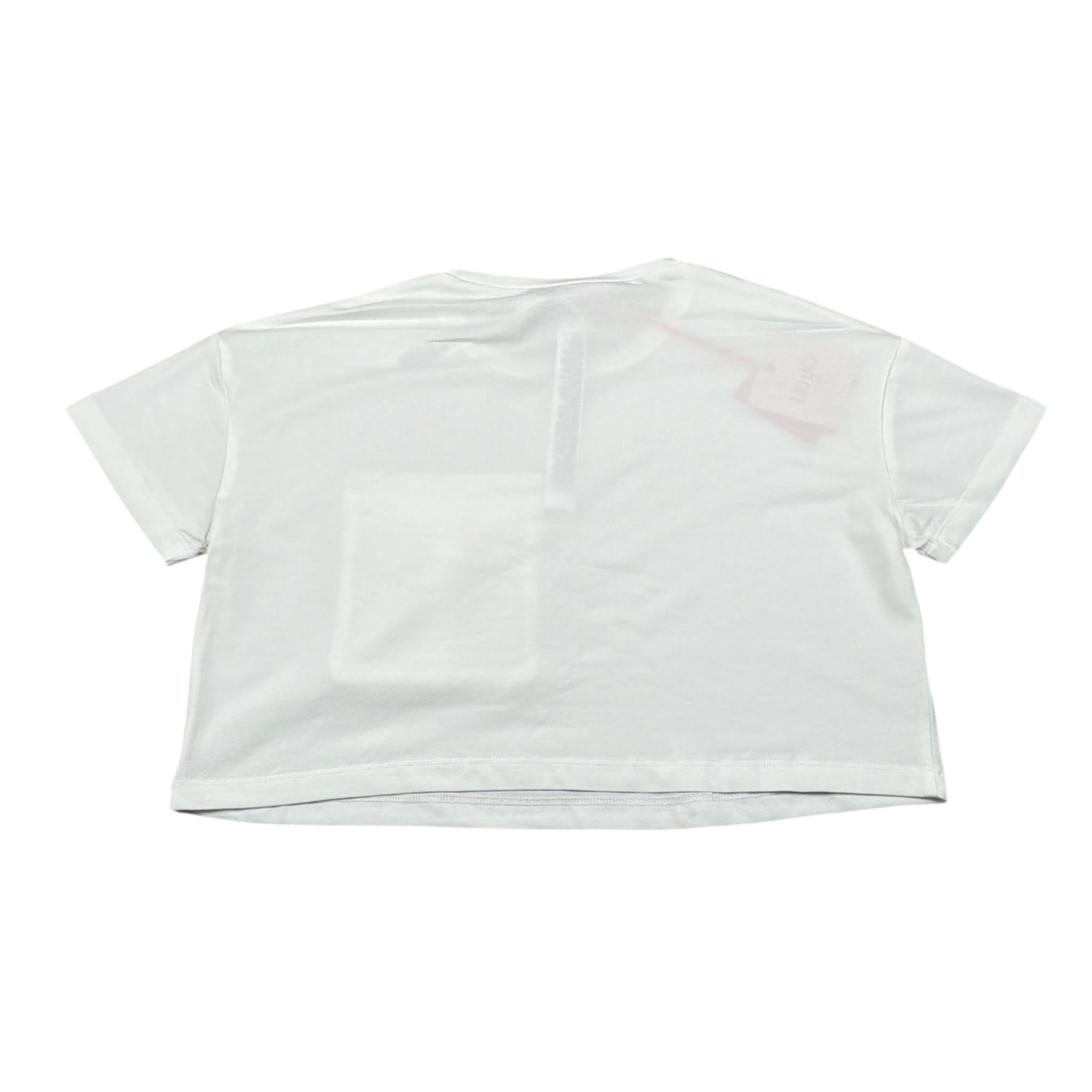 Liu Jo T-Shirt Girocollo tinta unita con Taschino Modello Crop Bianco per Bambina GA5016XXX BIANCO LIU JO 