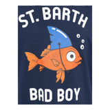 Saint Barth T.Shirt Girocollo Tinta Unita con Logo per Neonato TSH000100055 BLU SAINT BARTH 