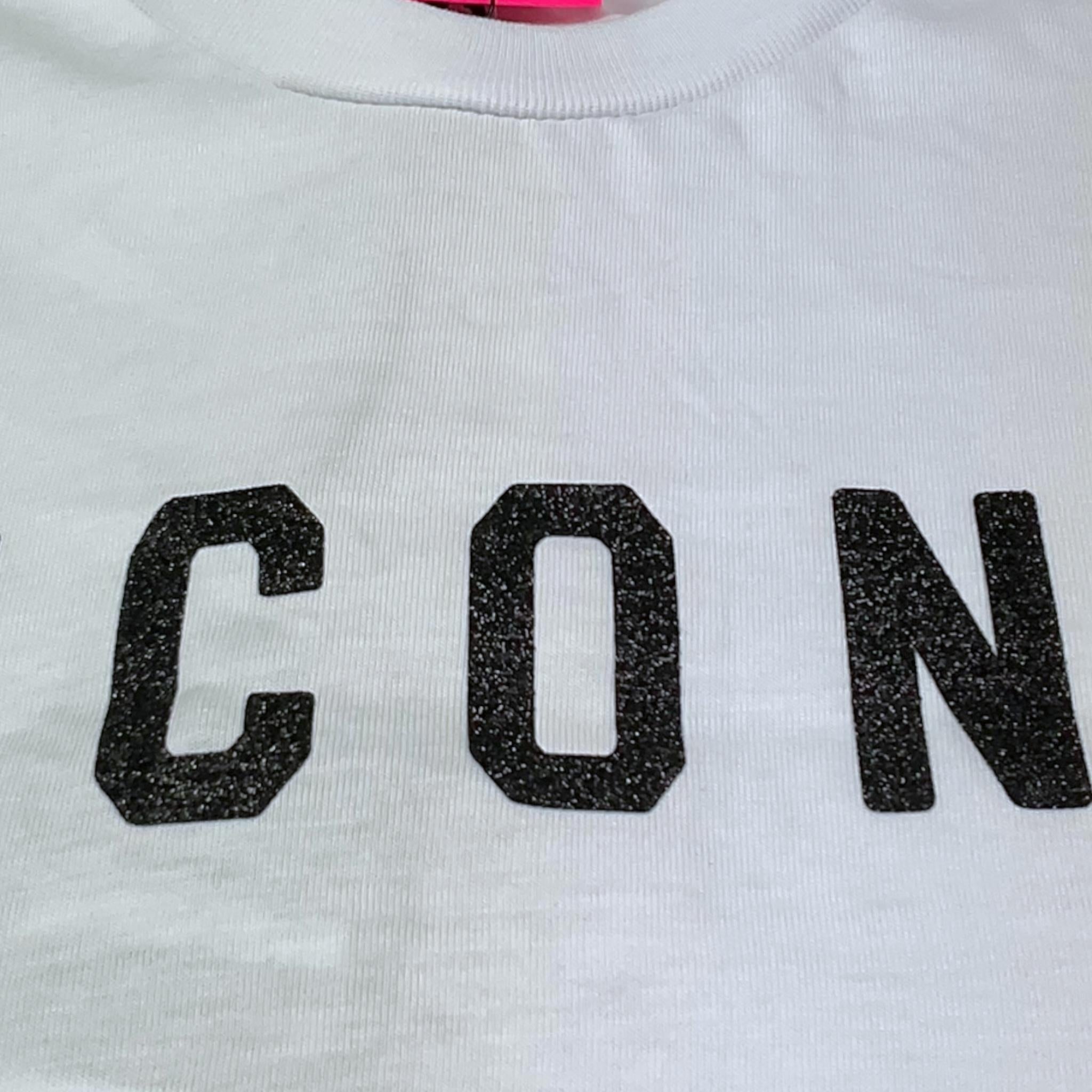 Icon T-Shirt Tinta Unita con Brillantini per Bambina IGKS005 BIANCO ICON 