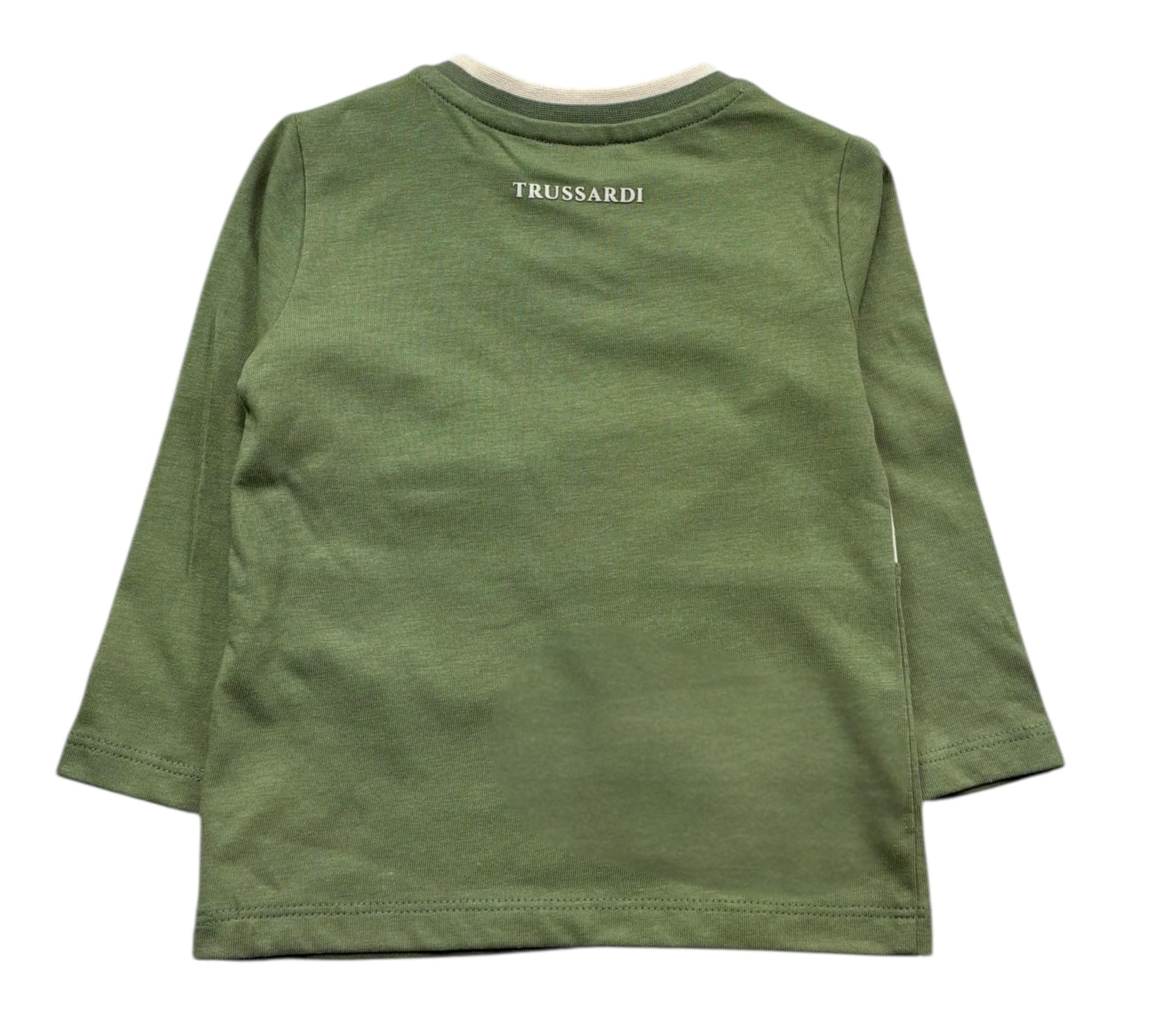 Trussardi Shirt Girocollo Tinta Unita con Logo per Neonato TIP26071TS VERDE TRUSSARDI 