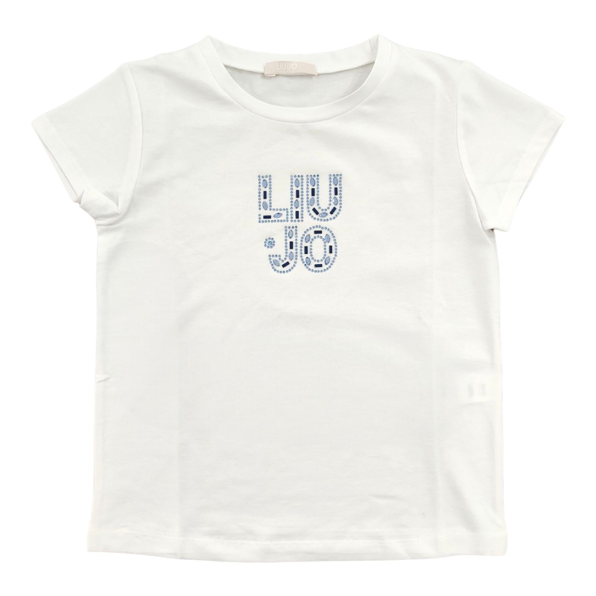 Liu Jo T-Shirt Girocollo Tinta Unita con Brillantini per Neonata KA5094X BIANCO LIU JO 