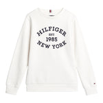 TOMMY HILFIGER felpa tinta unita girocollo con stampa Panna per Bambino KB0KB09048 PANNA TOMMY HILFIGER 