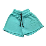 Shoe Short In Tuta Tinta Unita Con Stampa E Elastico In Vita Verde Acqua Per Bambina
