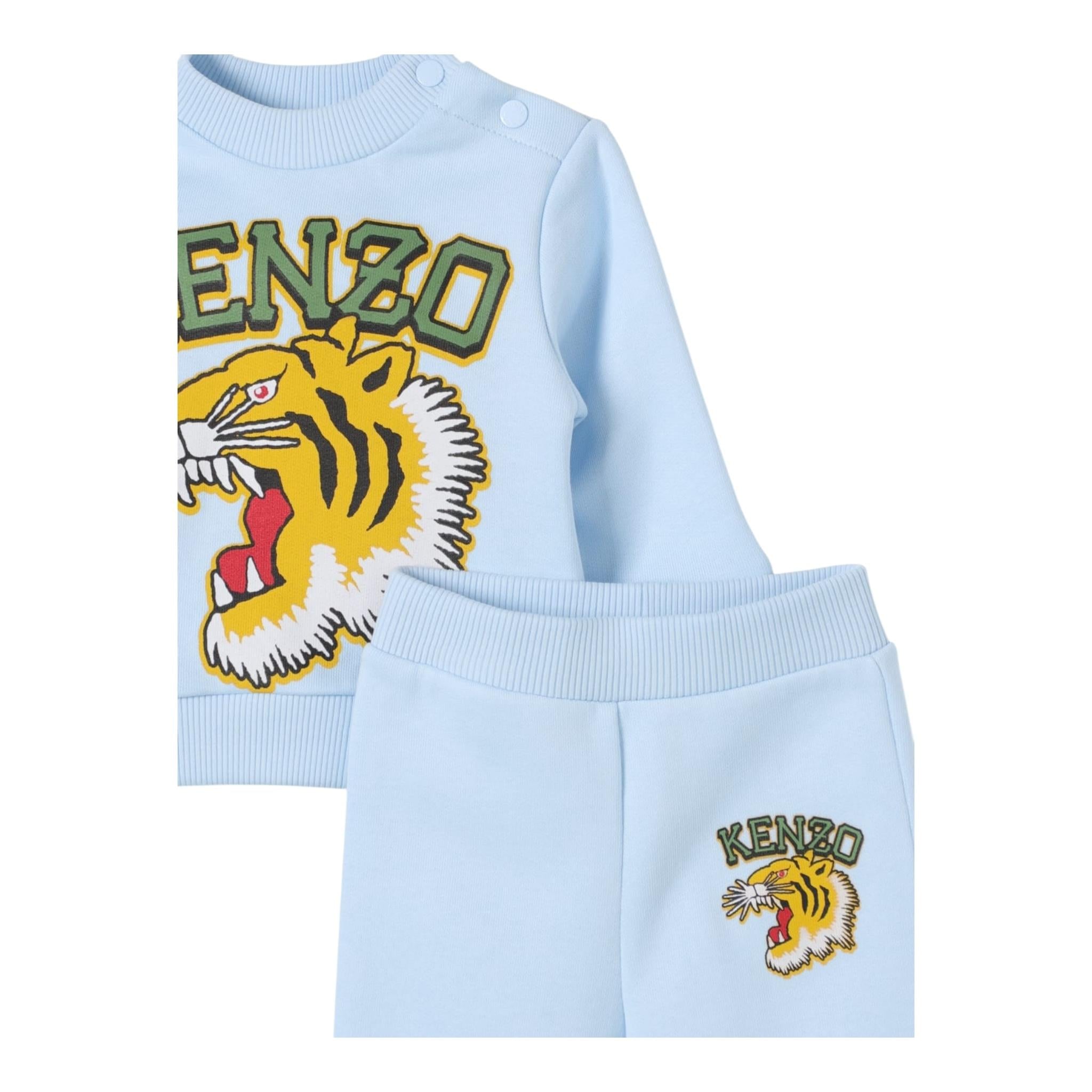 KENZO completo 2pz tinta unita felpa-pantalone Azzurro per Neonato K60515 AZZURRO KENZO 