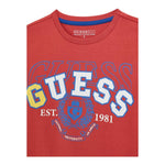 Guess Shirt Girocollo Tinta Unita con Stampa per Bambino N5RI01K8HM4J ROSSO GUESS 