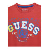Guess Shirt Girocollo Tinta Unita con Stampa per Bambino N5RI01K8HM4J ROSSO GUESS 
