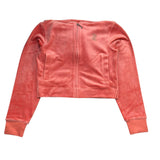 Juicy Couture Felpa Tinta Unita In Velluto con Zip E Cappuccio per Bambina JBX6500 ARANCIONE JUICY COUTURE 