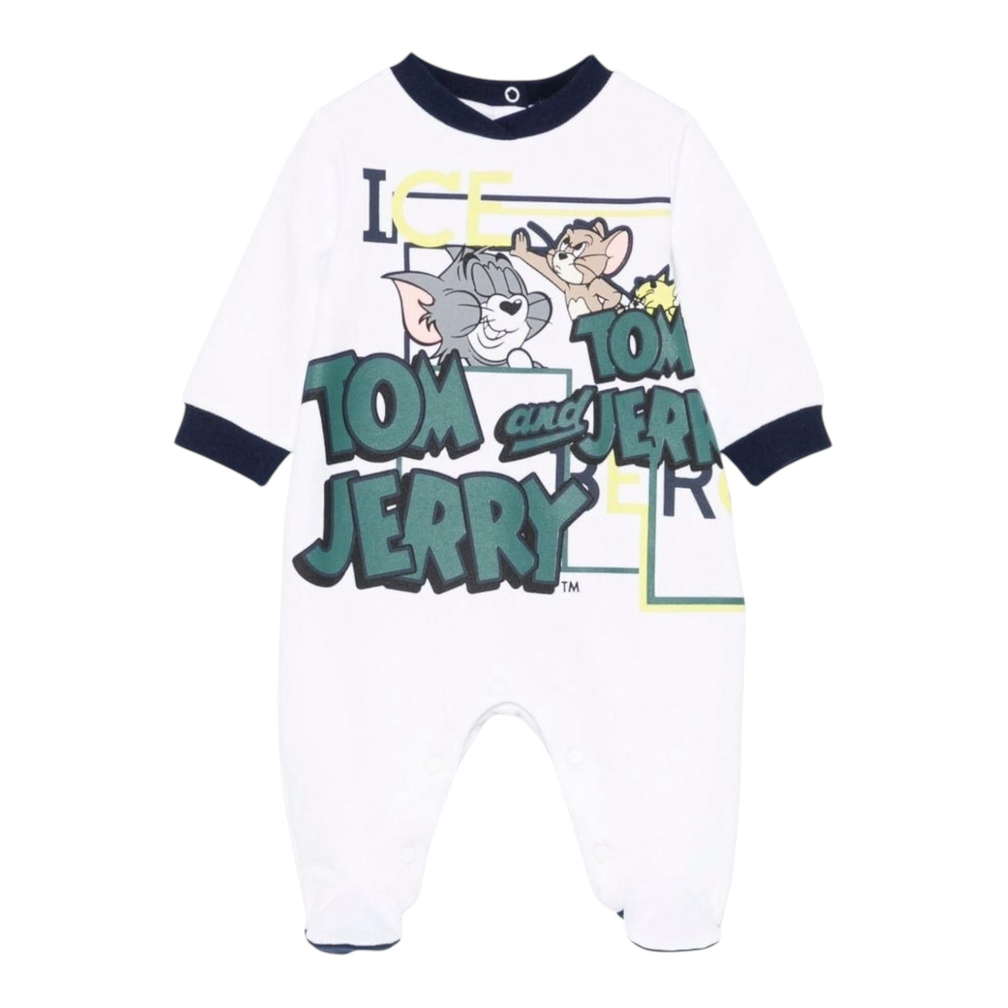 ICEBERG set tutina-bavetta tinta unita con stampa tom and jerry Bianco per Neonato SETICE5300N BIANCO ICEBERG 