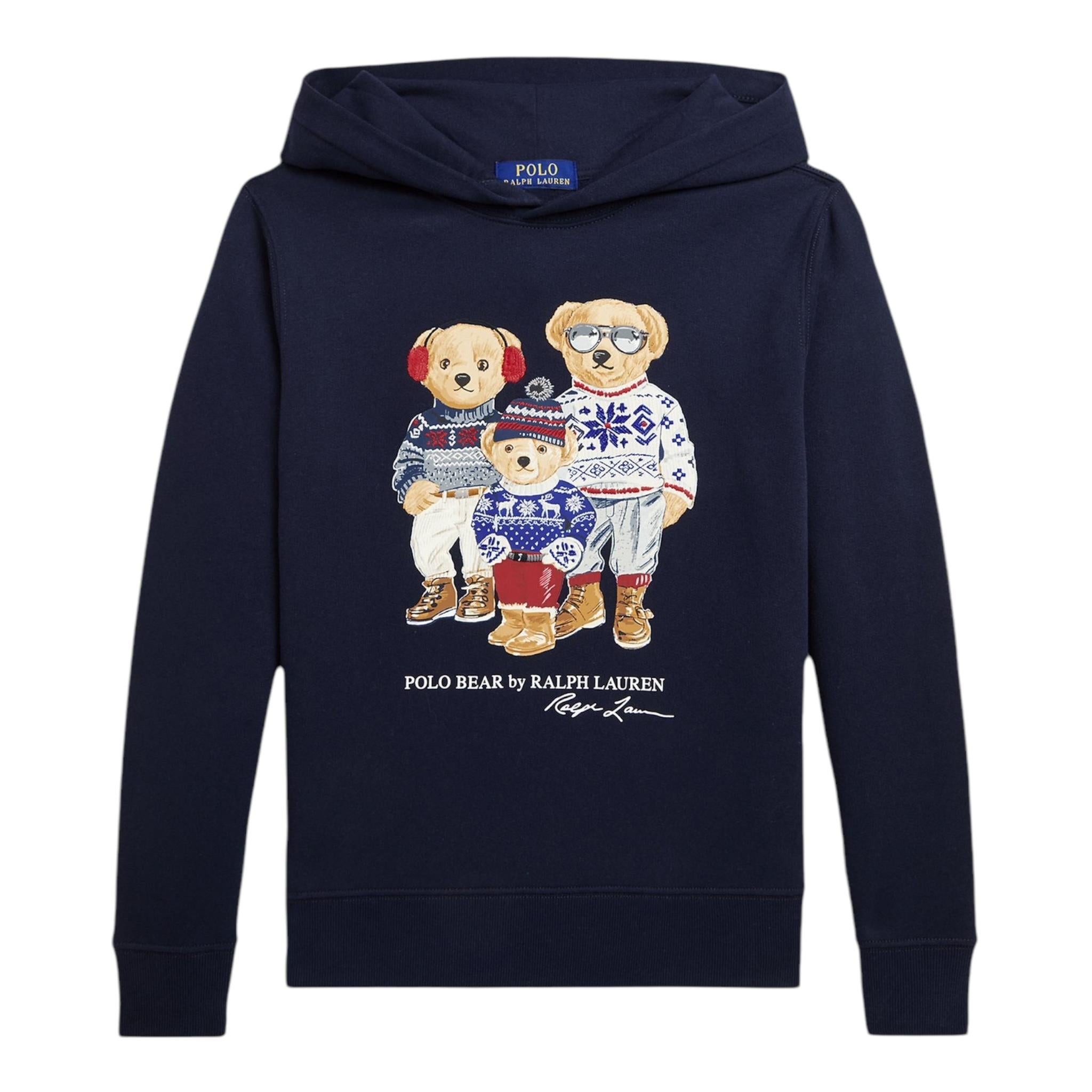 RALPH LAUREN felpa chiusa con cappuccio tinta unita con stampa Blu per Bambino 323953042001 BLU RALPH LAUREN 