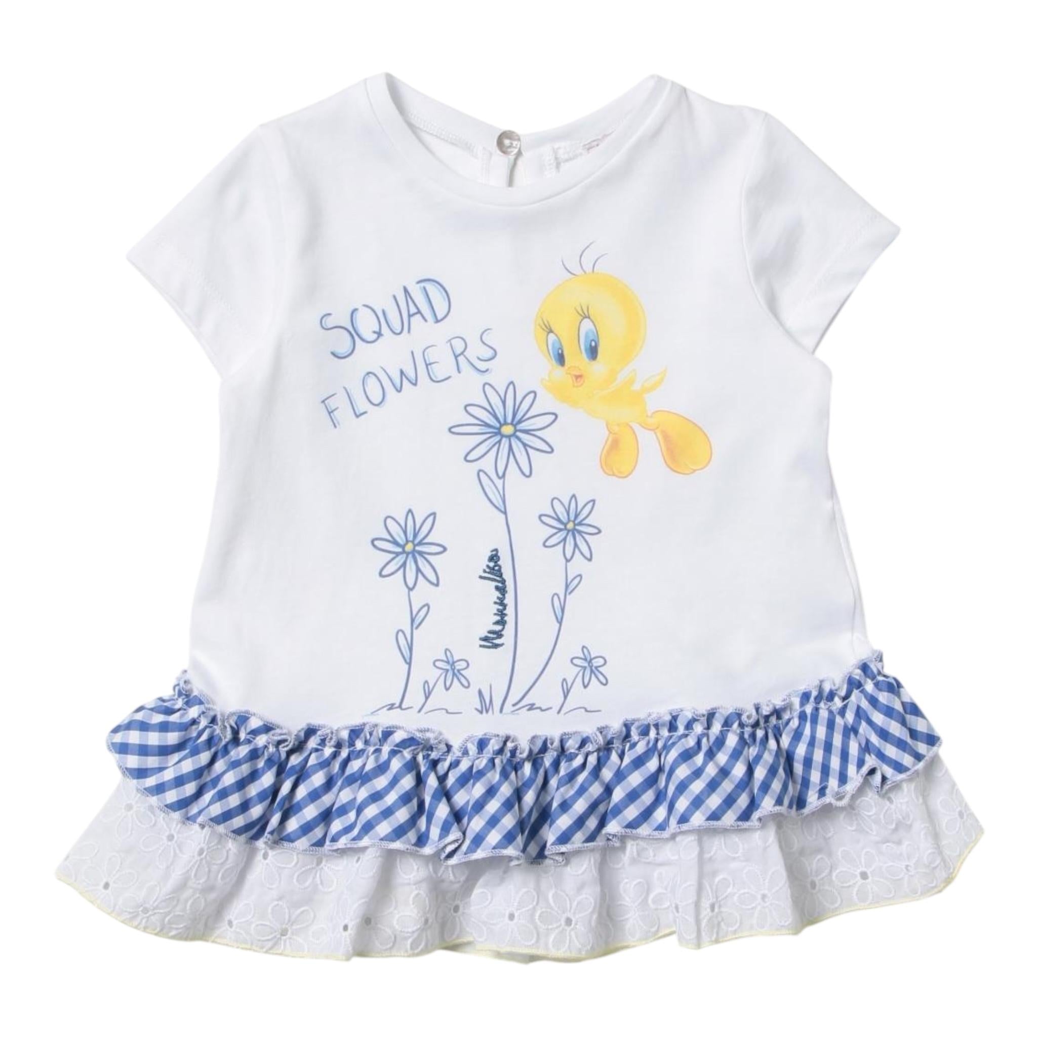 Monnalisa T-Shirt Girocollo Tinta Unita con Stampa per Neonata 399610 BIANCO MONNALISA 