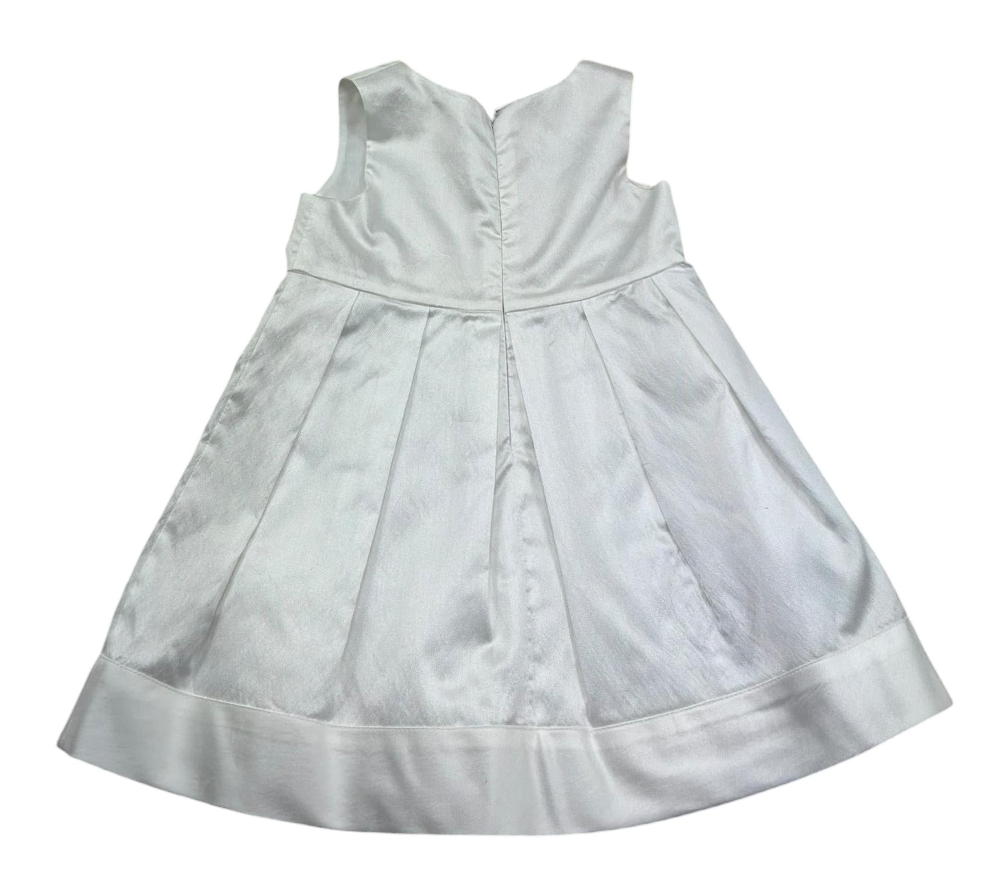 Le Bebe Abito Giromanica Tinta Unita con Fiocco per Neonata LBG0701 BIANCO LE BEBE 