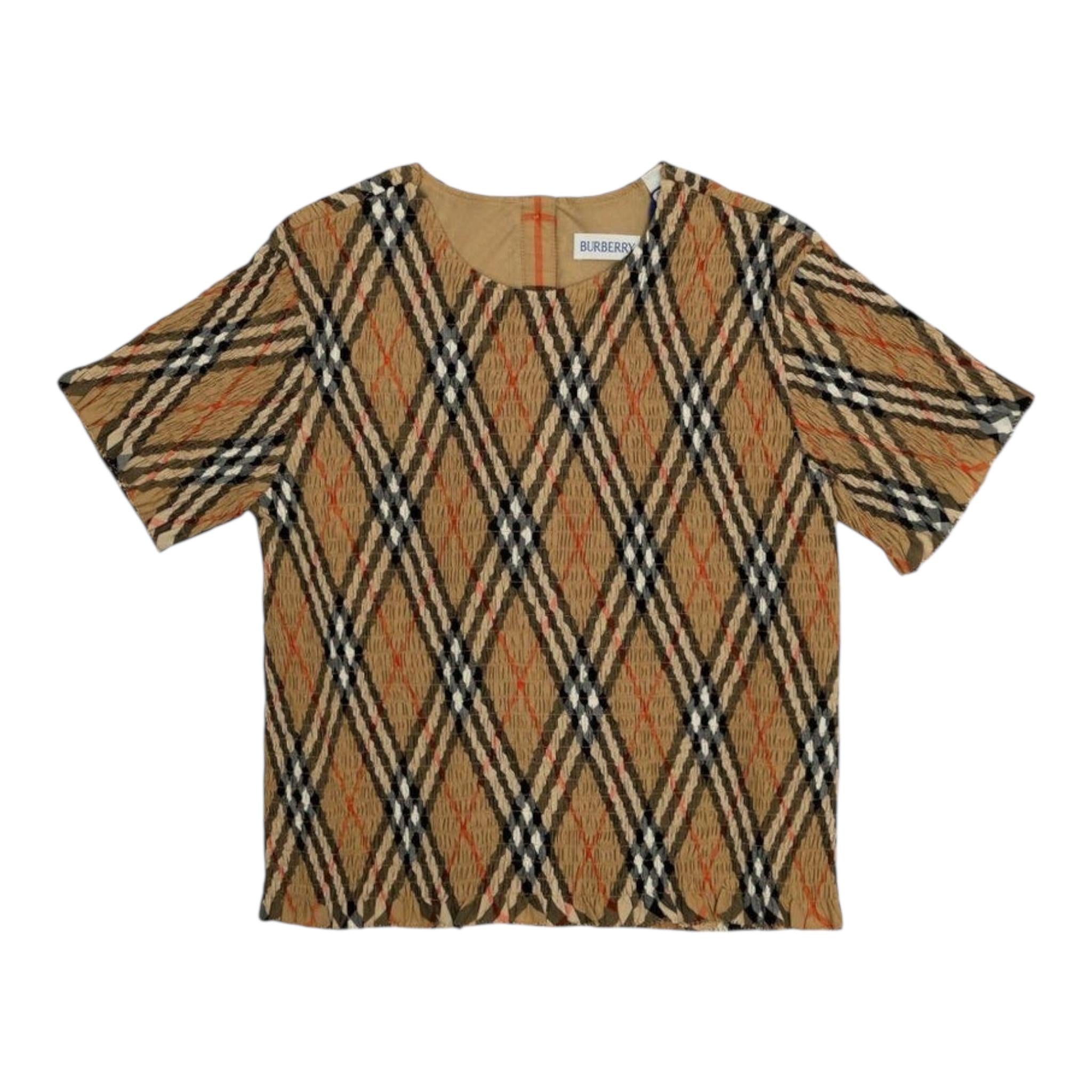 Burberry T-Shirt Girocollo Tinta Unita con Fantasia per Bambina 8100073 BEIGE BURBERRY 