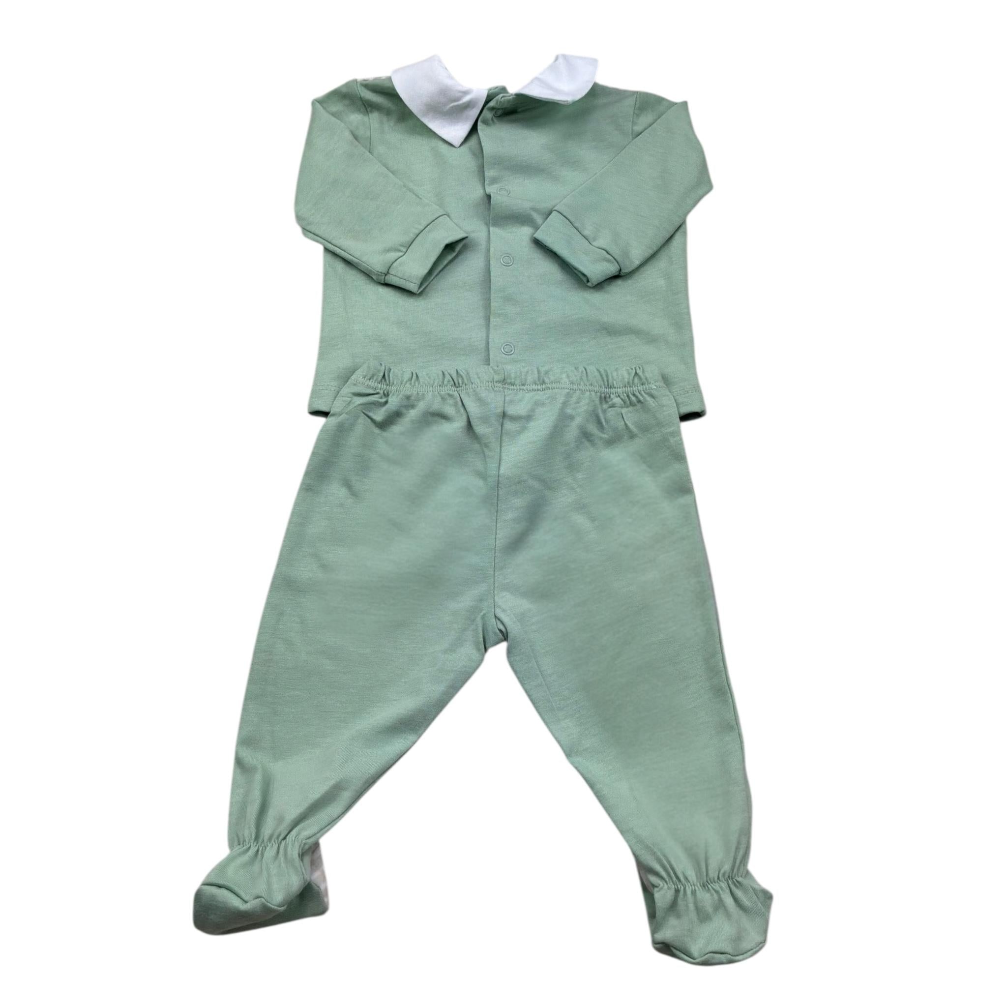 Isabel & Martinez Completo 2 Pezzi Shirt-Ghettina Tinta Unita per Neonato IM25N472 VERDE ISABEL & MARTINEZ 