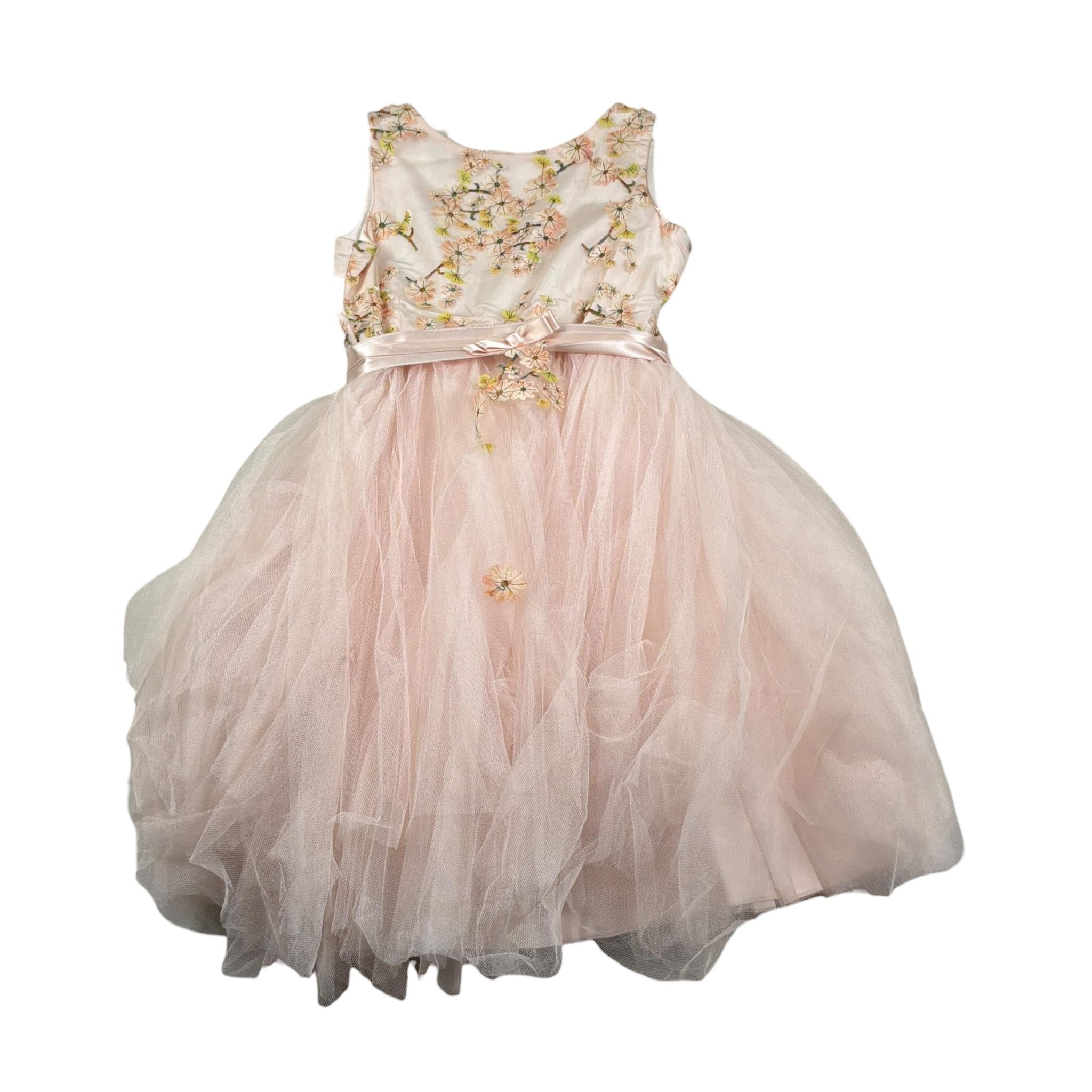 Miss Leod Abito Giromanica Tinta Uita con Tulle Rosa per Bambina CCPE20 ROSA MISS LEOD 