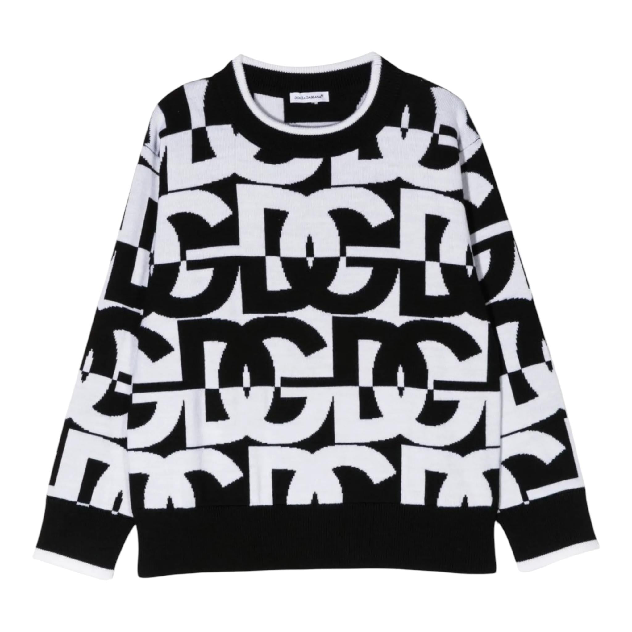 DOLCE & GABBANA maglia girocollo bicolore Bianco/nero per Bambino L4KWC5 BIANCO/NERO DOLCE & GABBANA 