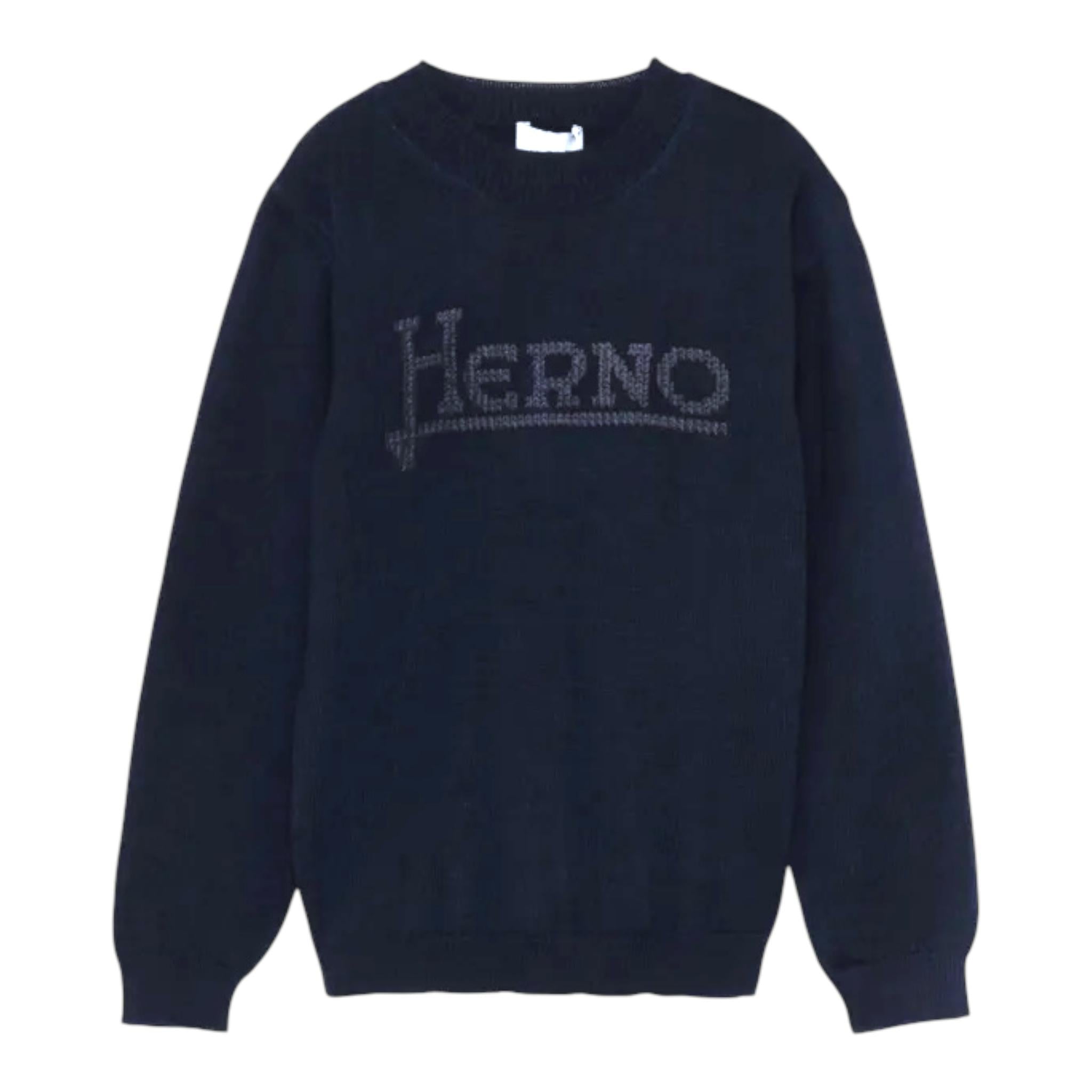 HERNO maglia girocollo tinta unita con stampa ricamata Blu per Bambino MG000002X BLU HERNO 