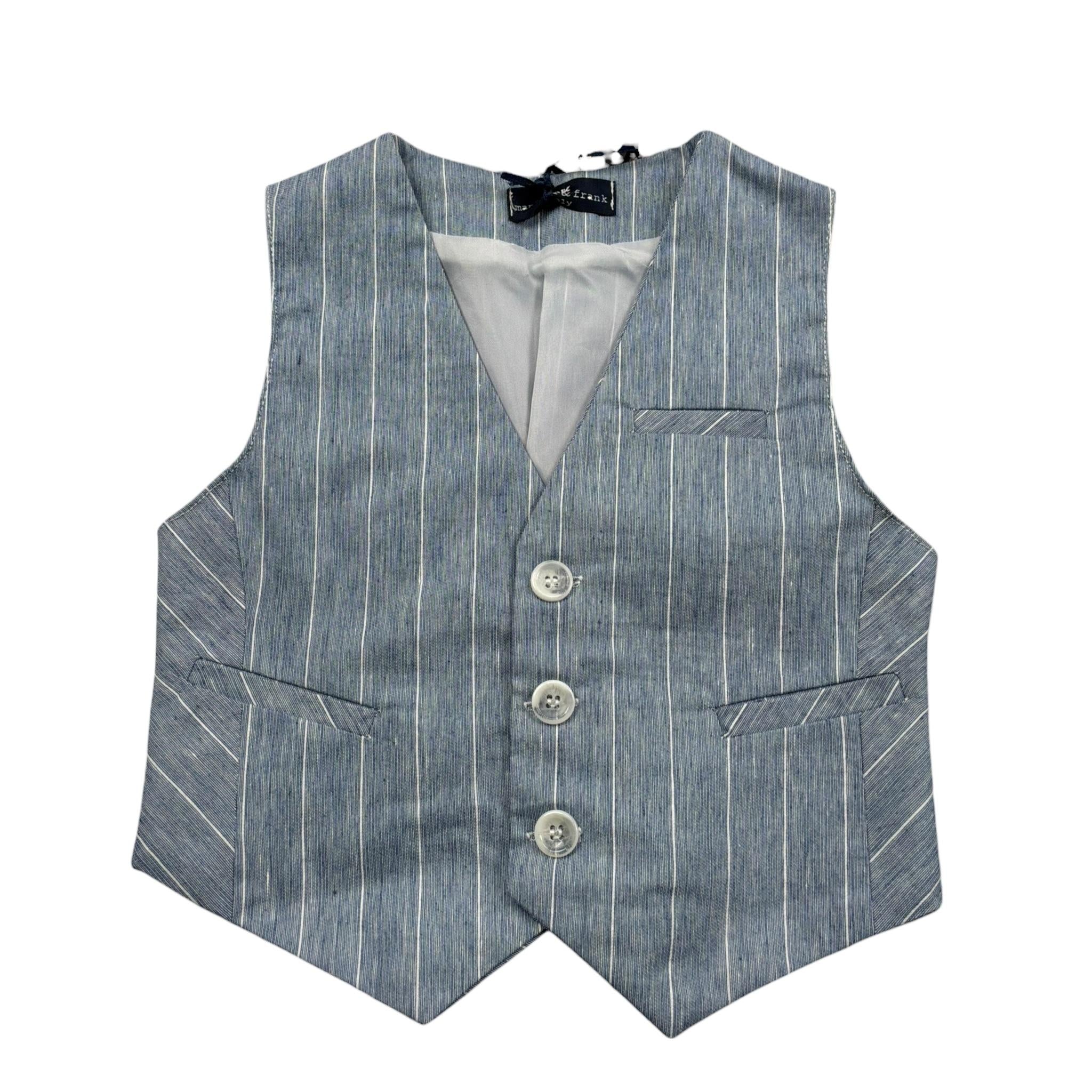 Manuel & Frank Gilet Tinta Unita con Bottoni E Fantasia A Righe per Neonato MF5193NN AZZURRO MANUEL & FRANK 