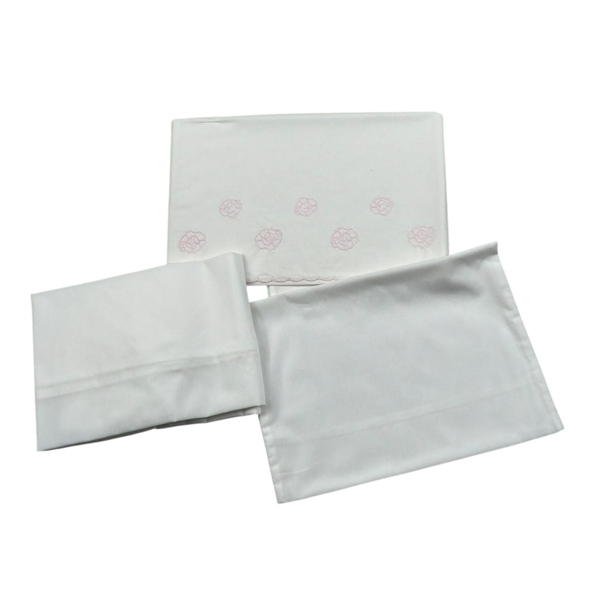 Barcellino Set Lenzuola 3 Pezzi Tinta Unita per Neonata 105813 BIANCO BARCELLINO 