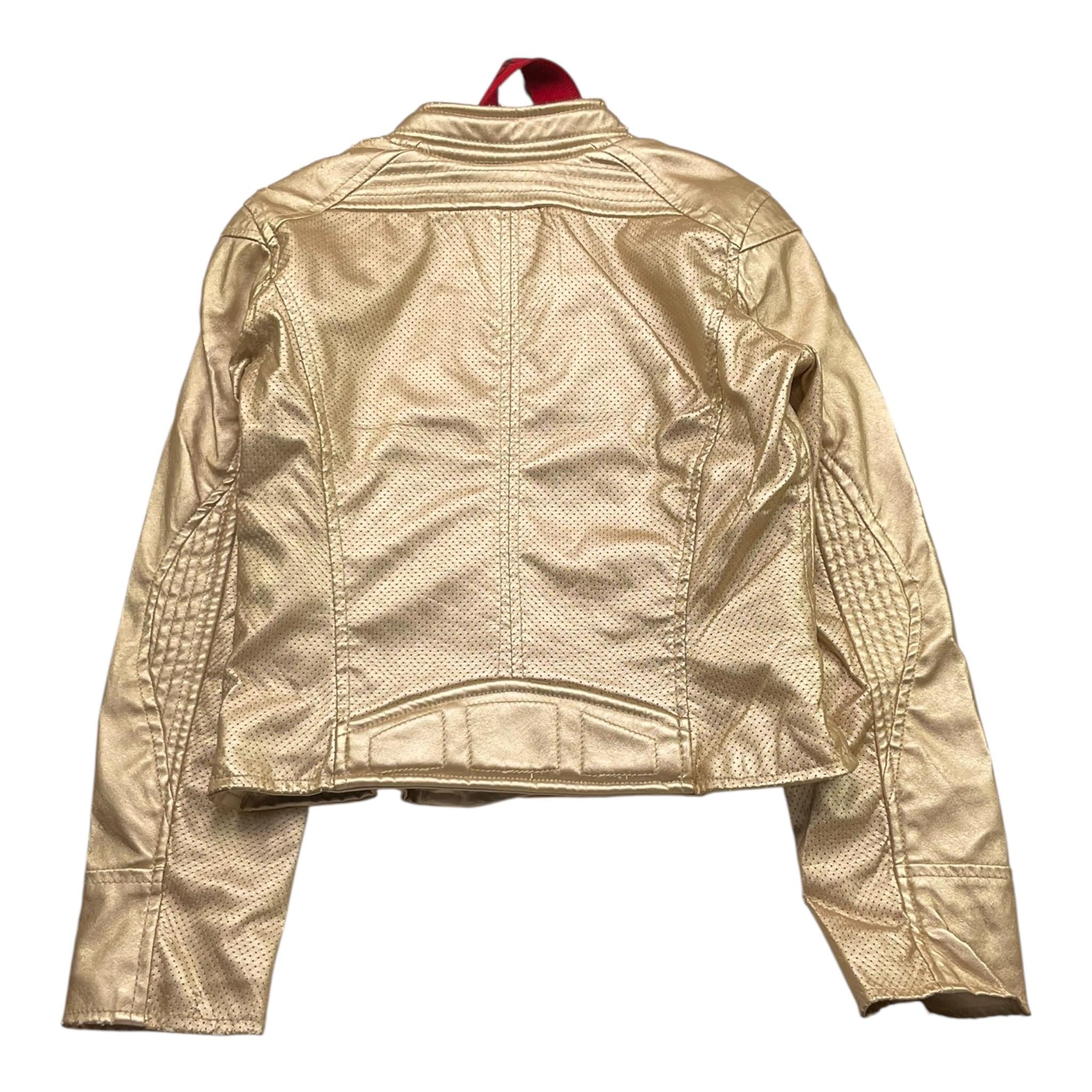 Freedomday Giubbino Ecopelle Tinta Unita con Zip per Bambina JDJD ORO FREEDOMDAY 