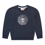 TIMBERLAND felpa chiusa girocollo tinta unita con logo Blu per Bambino T25U55 BLU TIMBERLAND 