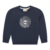 TIMBERLAND felpa chiusa girocollo tinta unita con logo Blu per Bambino T25U55 BLU TIMBERLAND 