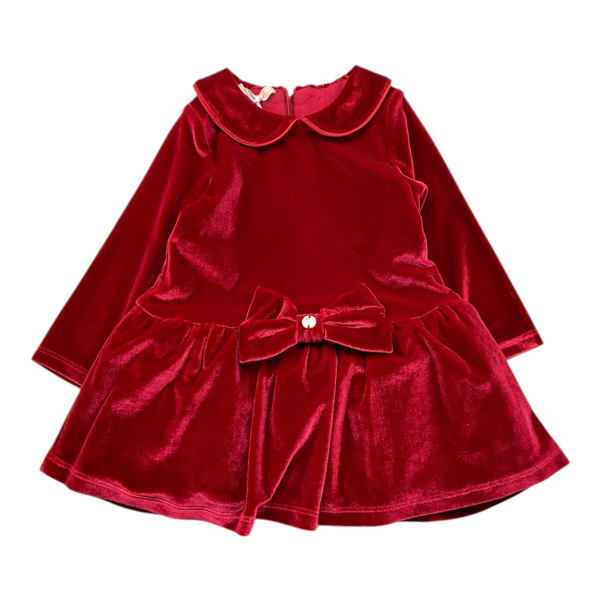 LIU JO abito tinta unita in velluto Rosso per Neonata HF3025 ROSSO LIU JO 