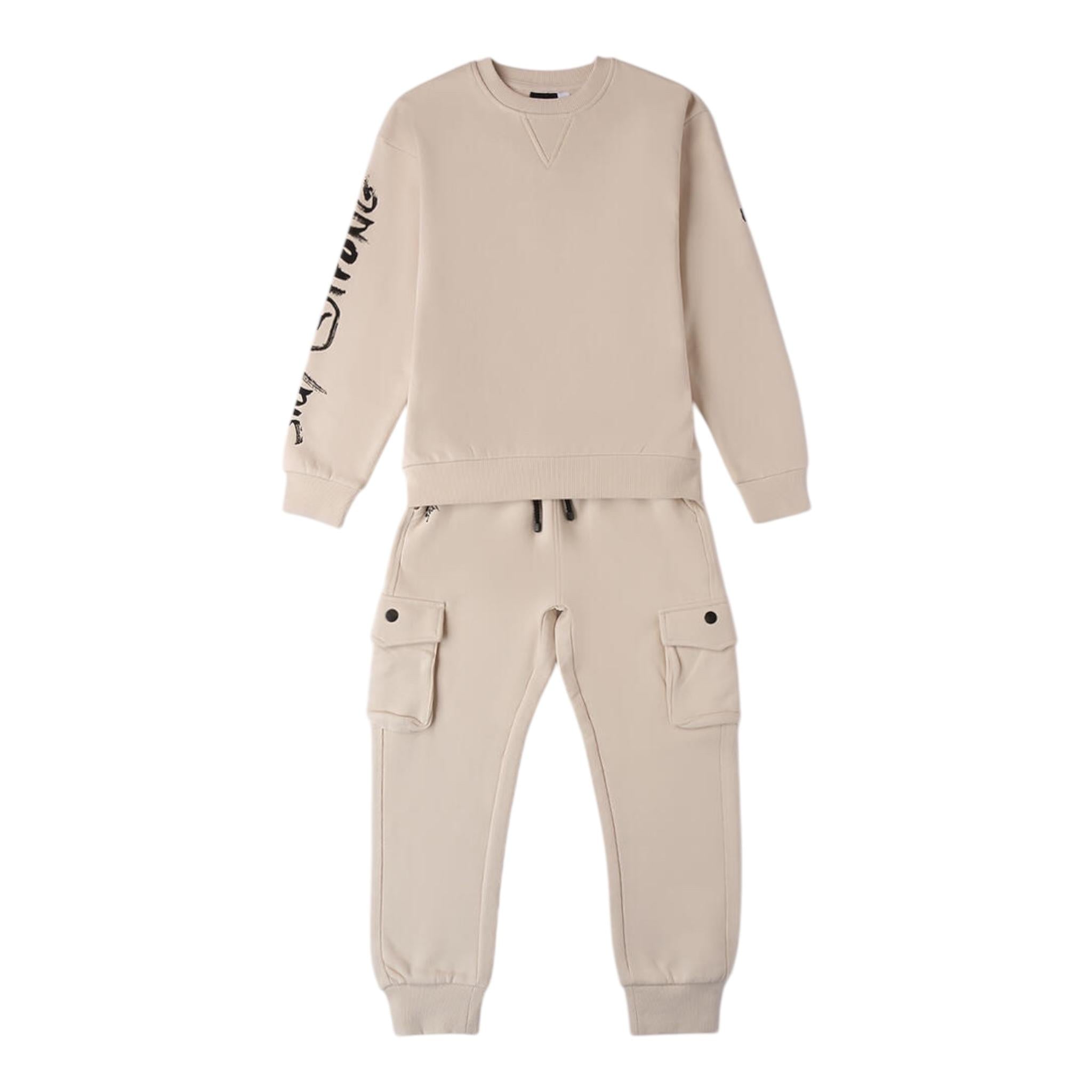 SARABANDA completo 2 pezzi felpa-pantalone tinta unita Beige per Bambino 0A417 BEIGE SARABANDA 