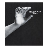 BALMAIN felpa chiusa con cappuccio tinta unita con stampa in contrasto Nero per Bambino BT4R60 NERO BALMAIN 